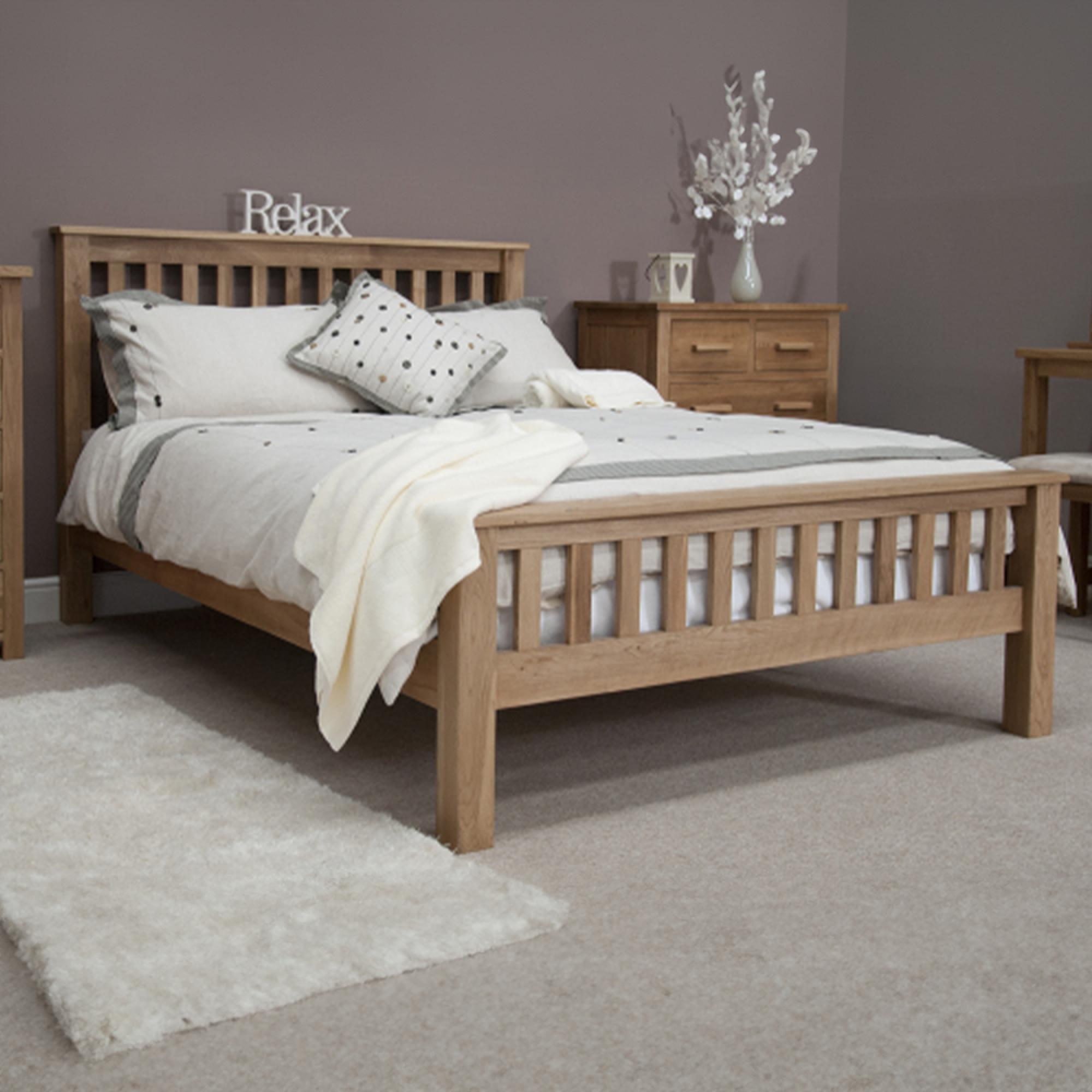 Opus Bed - Slatted - Oak - Sizes Available