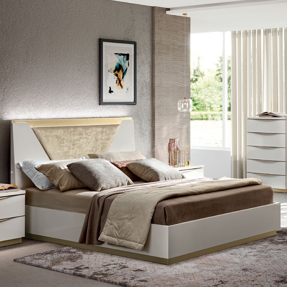 Kharma Bed - Cushion Headboard - White - Sizes Available