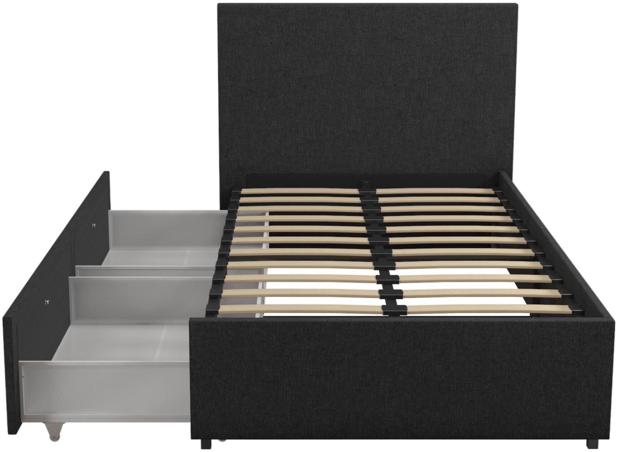 Novogratz Kelly Bed with Storage - Dark Grey -  3ft Single - 4296419NUK