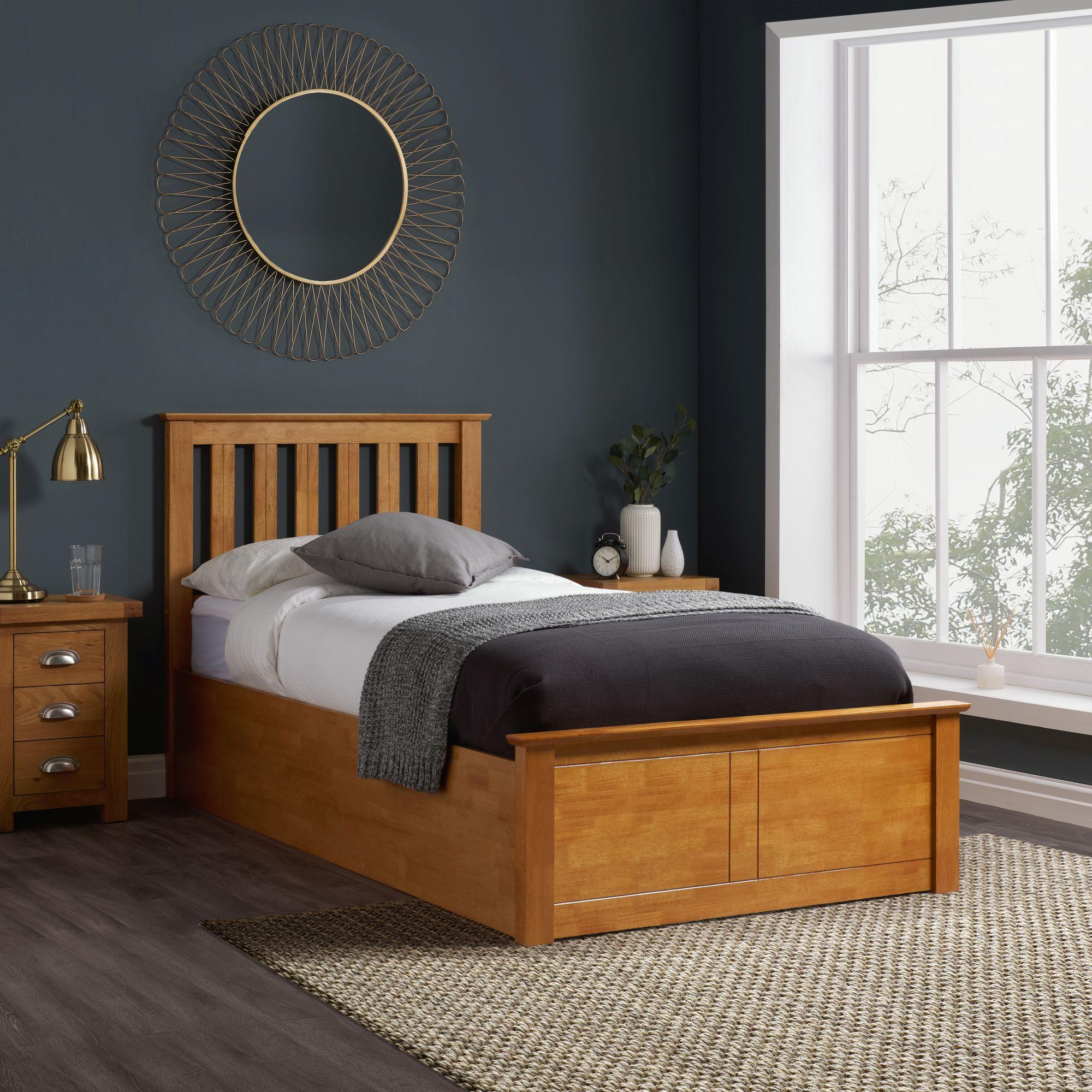 Phoenix Ottoman Storage Bed - Oak - Sizes Available
