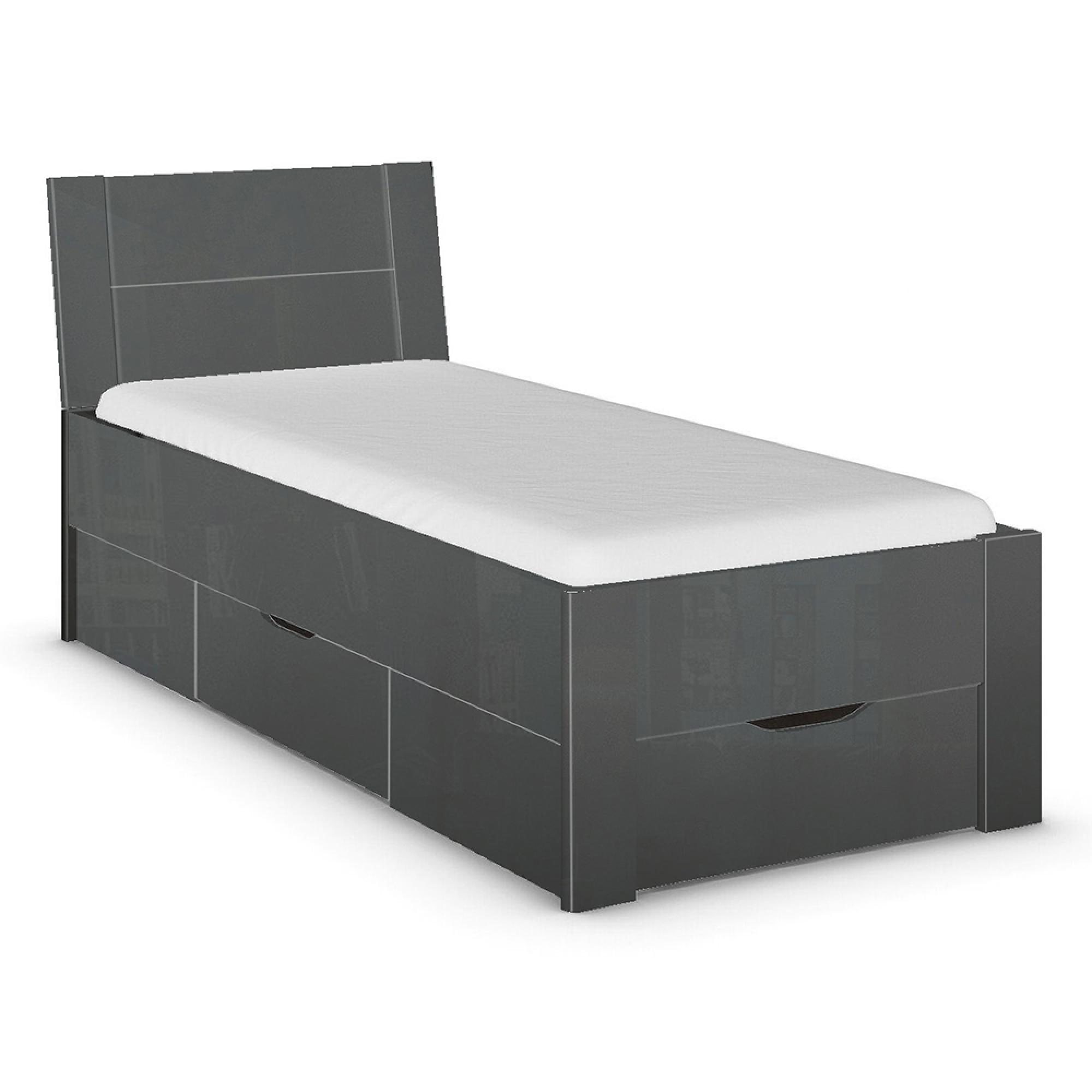 Aditio Bed - High Gloss Grey - 3ft Single