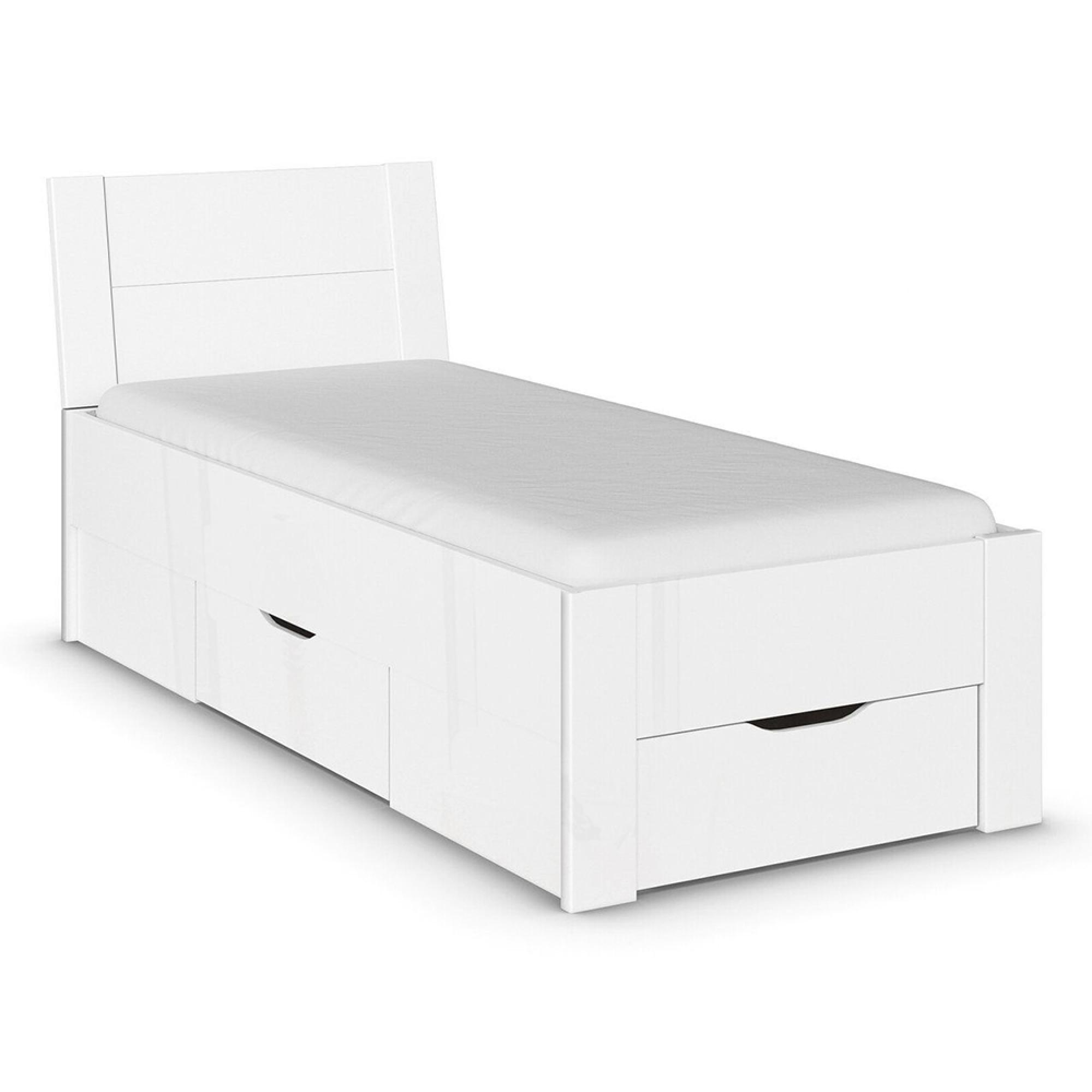 Aditio Bed - High Gloss White - 3ft Single