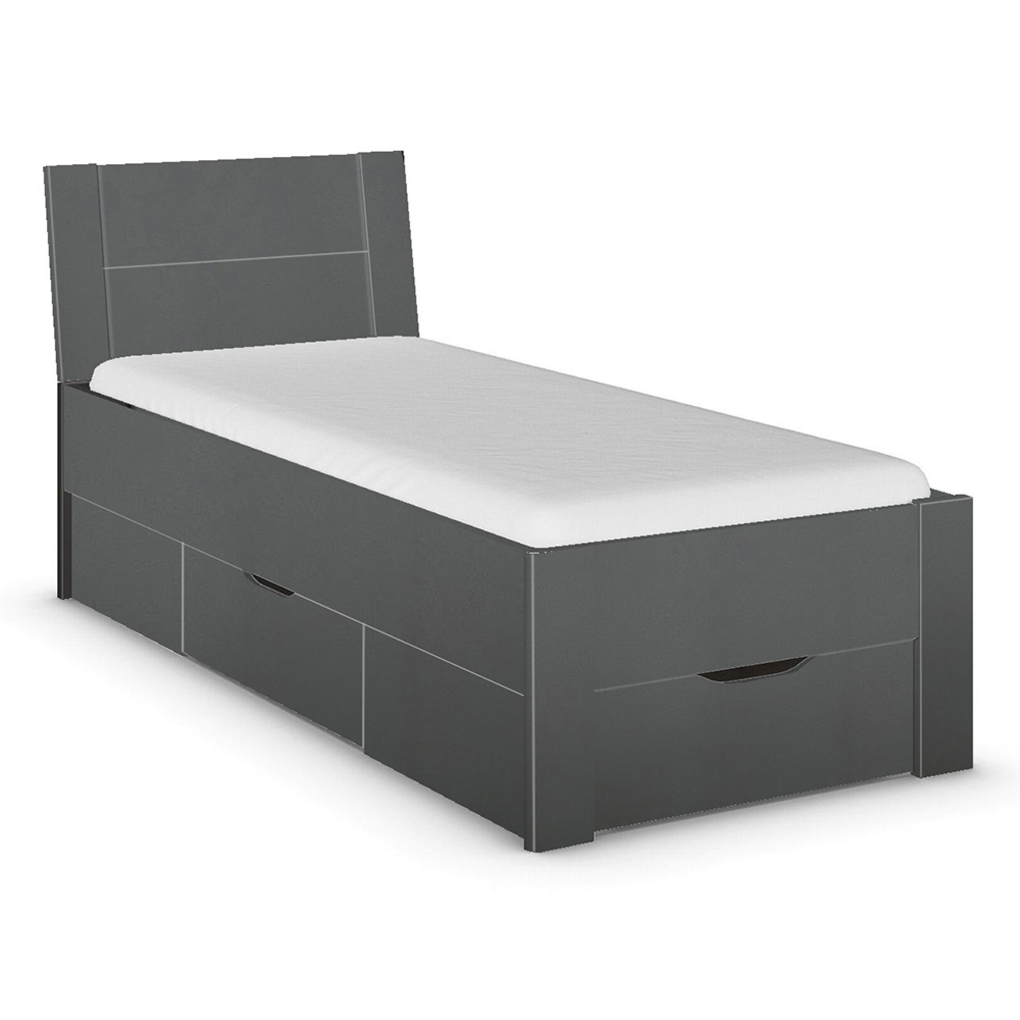 Aditio Bed - Metallic Dark Grey - 3ft Single