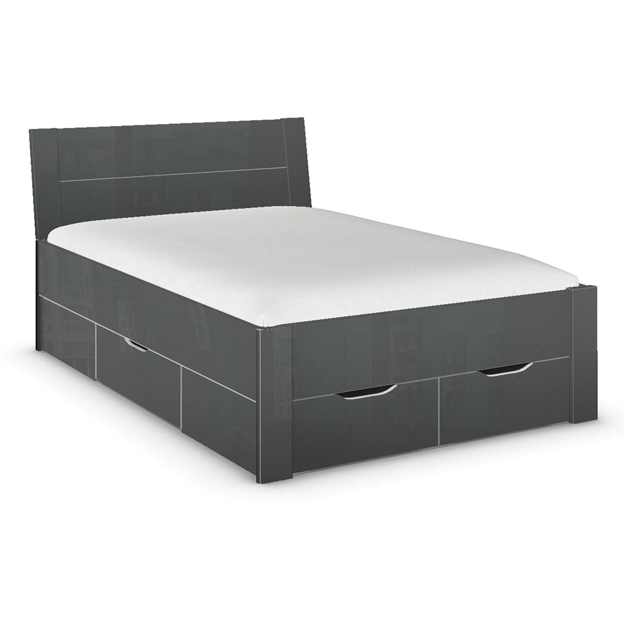 Aditio Bed - High Gloss Grey - 4ft 6in Double