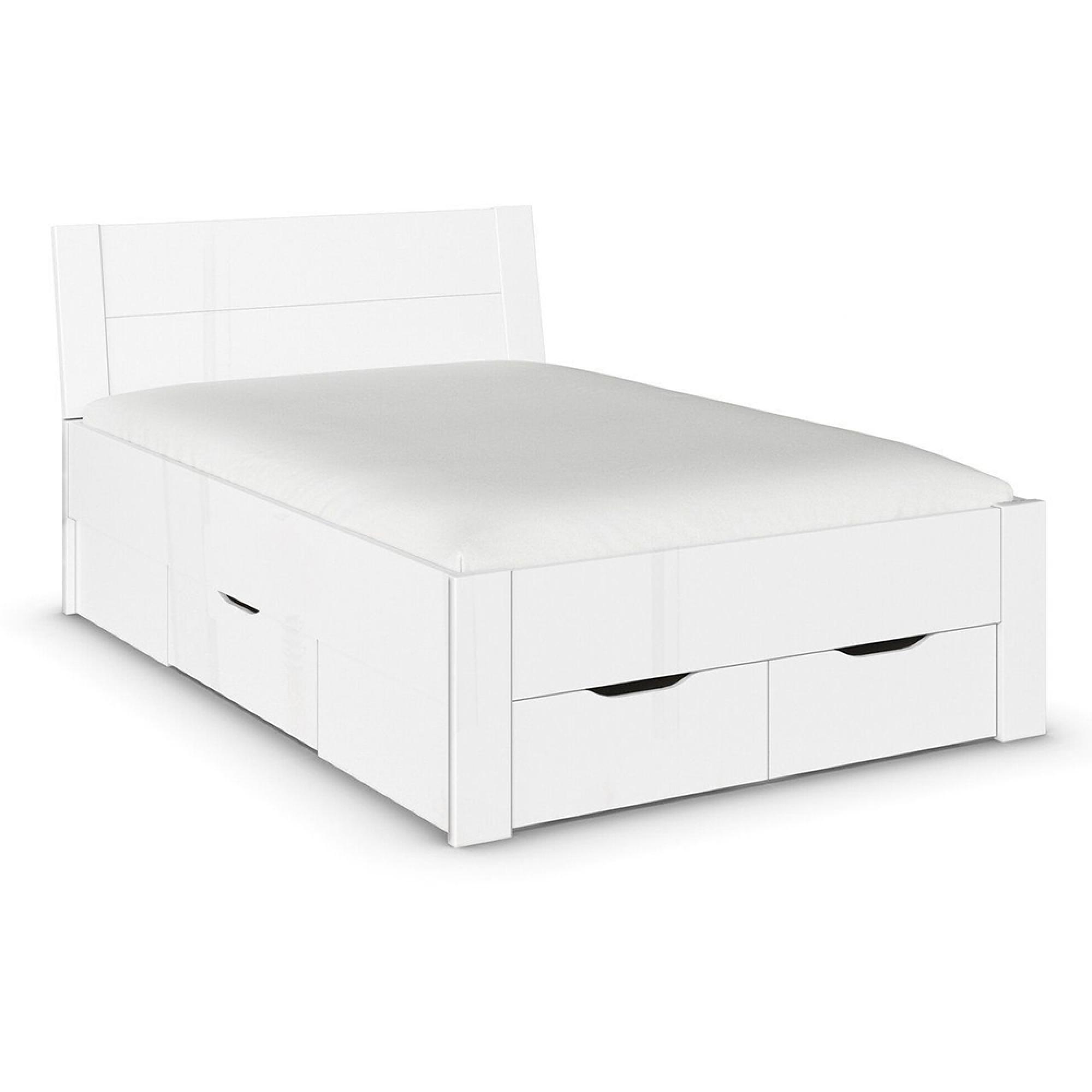 Aditio Bed - High Gloss White - 4ft 6in Double