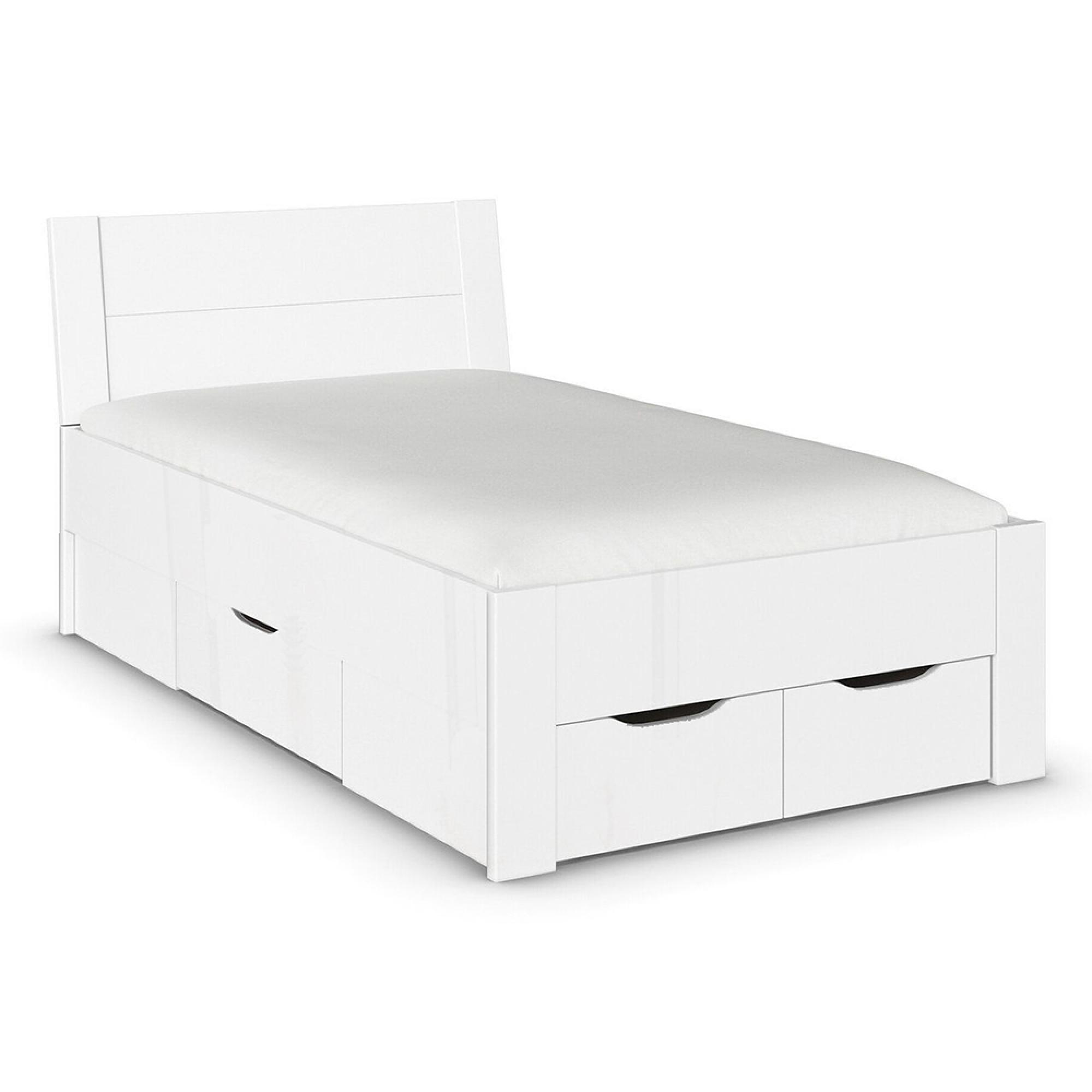 Aditio Bed - High Gloss White - 4ft Small Double