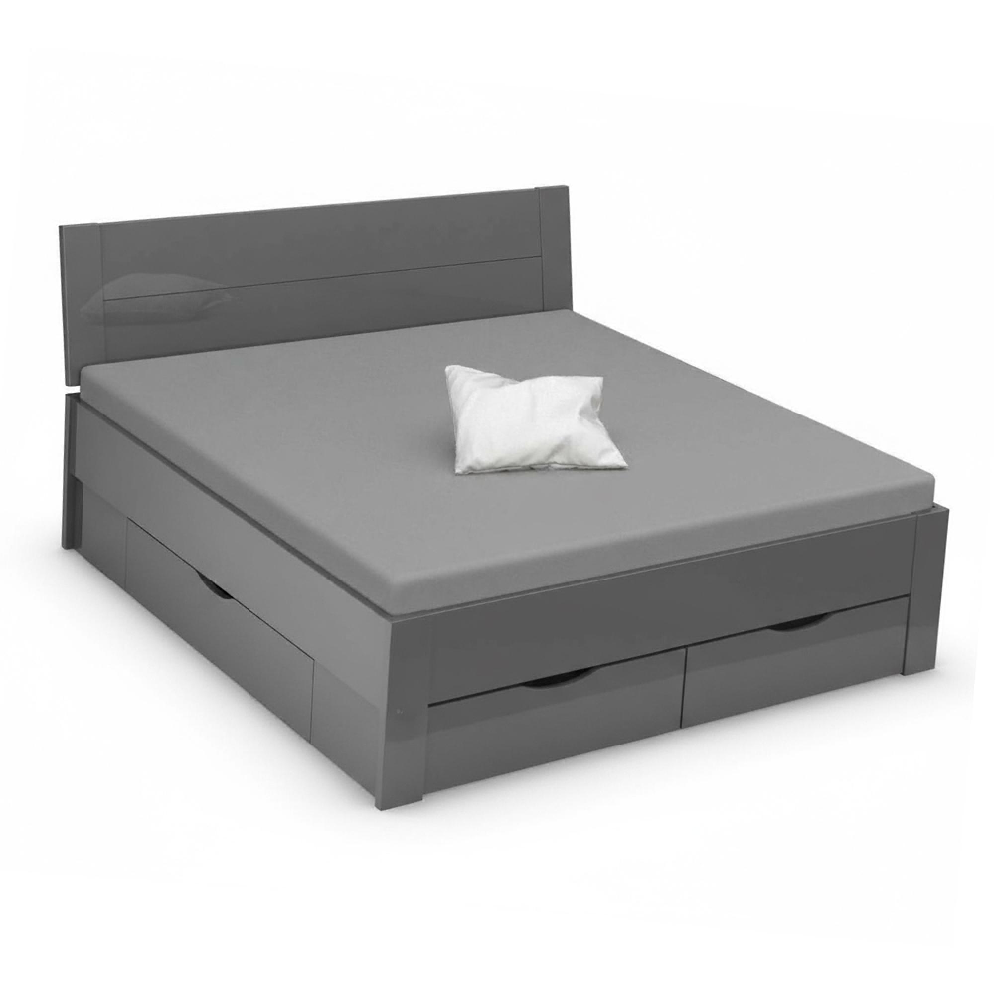 Aditio Bed - High Gloss Grey - 6ft Queen Size