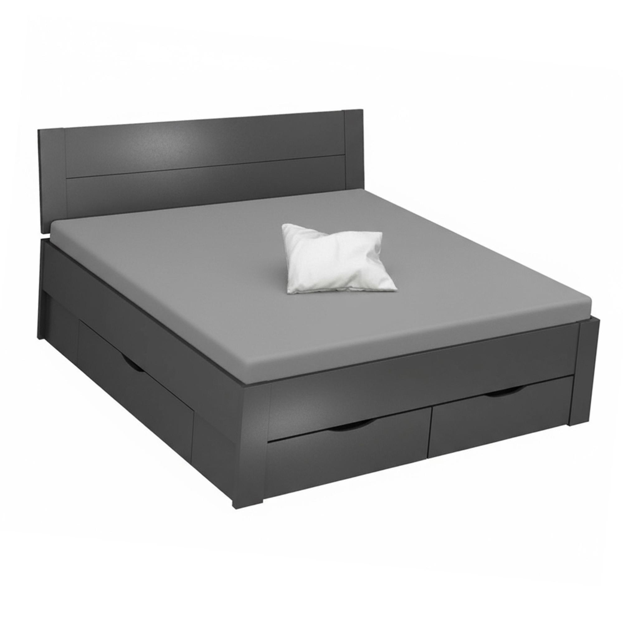 Aditio Bed - Metallic Dark Grey - 6ft Queen Size
