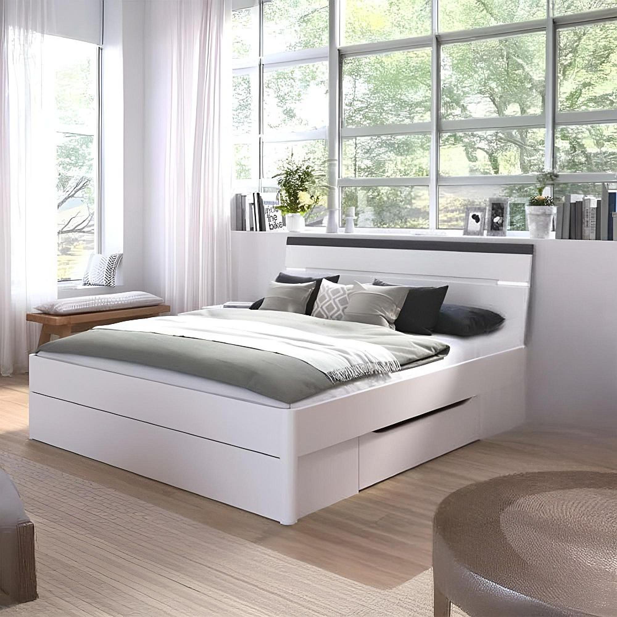 Corvo Bed - Alpine White & Metallic Dark Grey - 6ft Queen Size