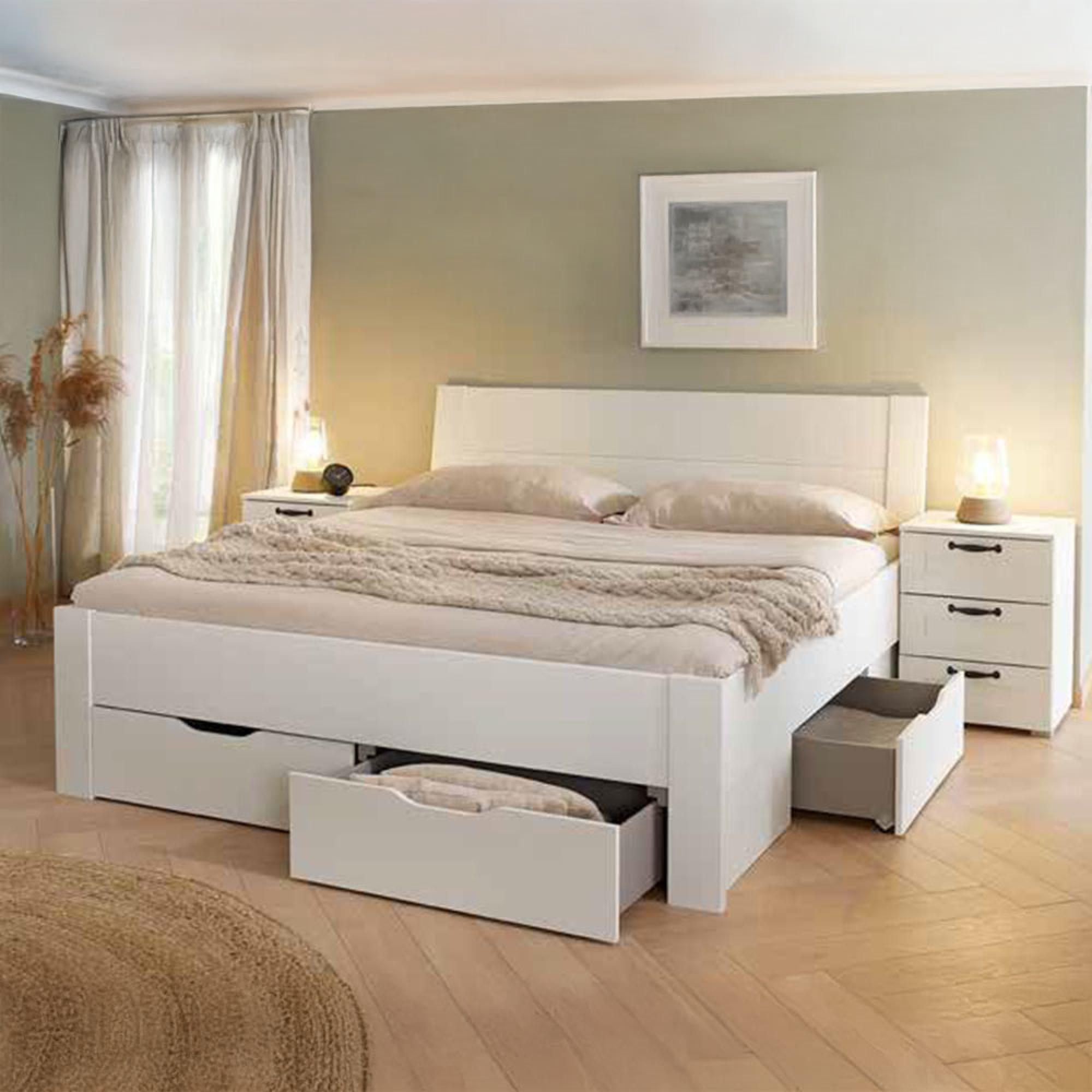 Cottage Bed - with 4 Plinth Drawer - Alpine White - 5ft King Size