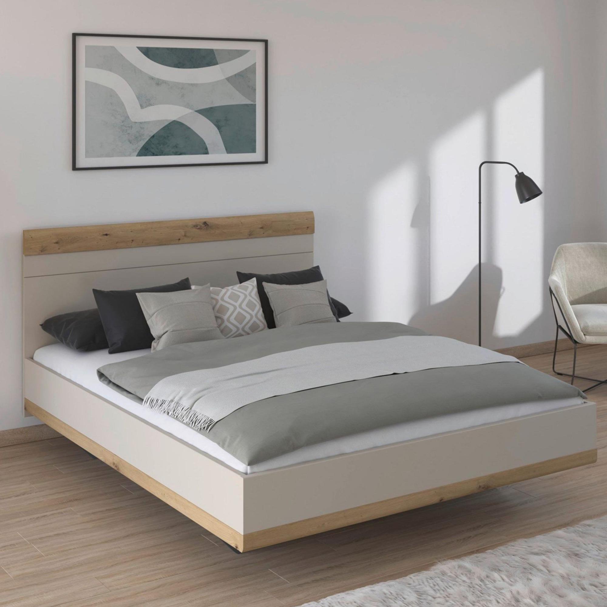 Sajo Bed - Champagne & Artisan Oak - 5ft King Size