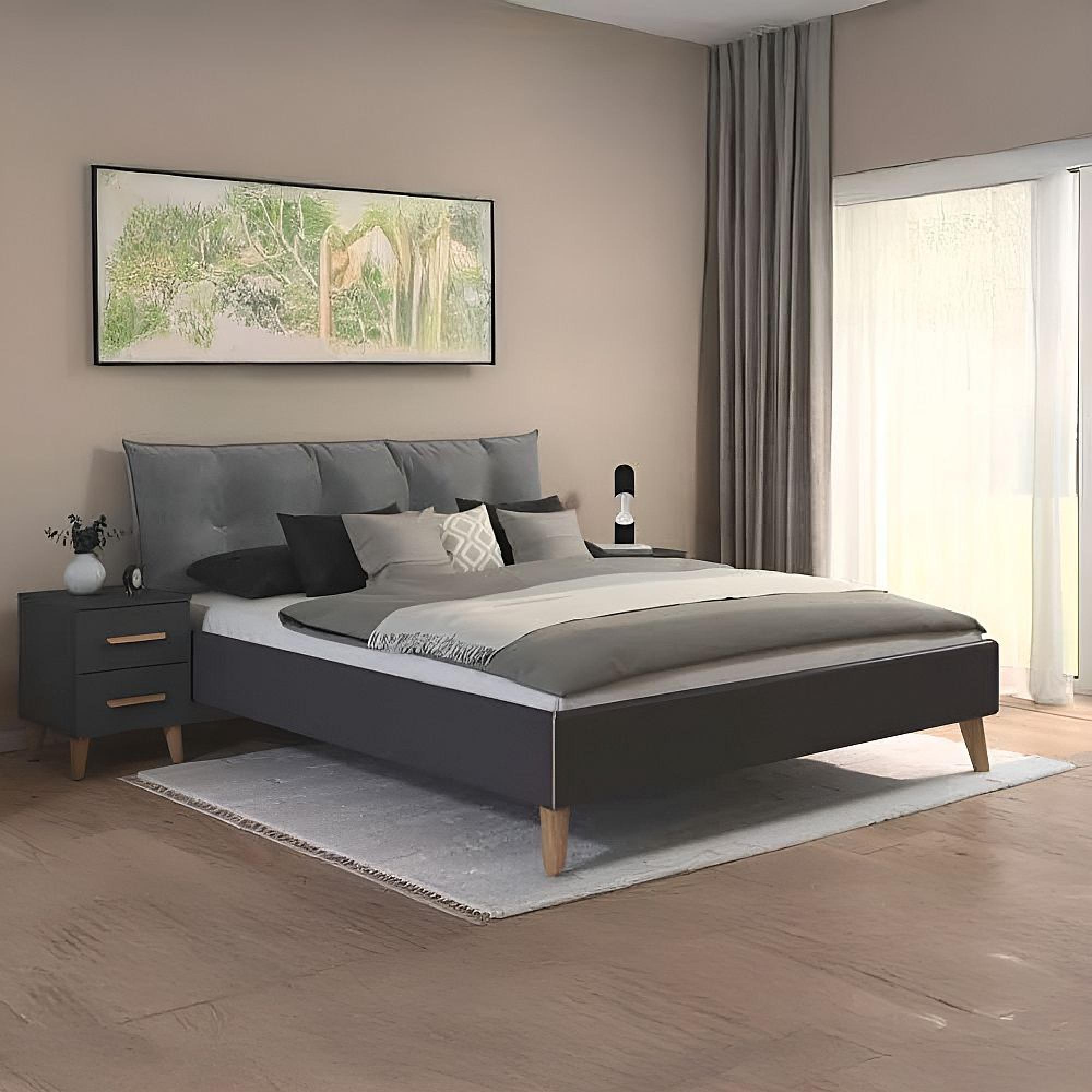 Skandi Bed - Metallic Dark Grey - 5ft King Size