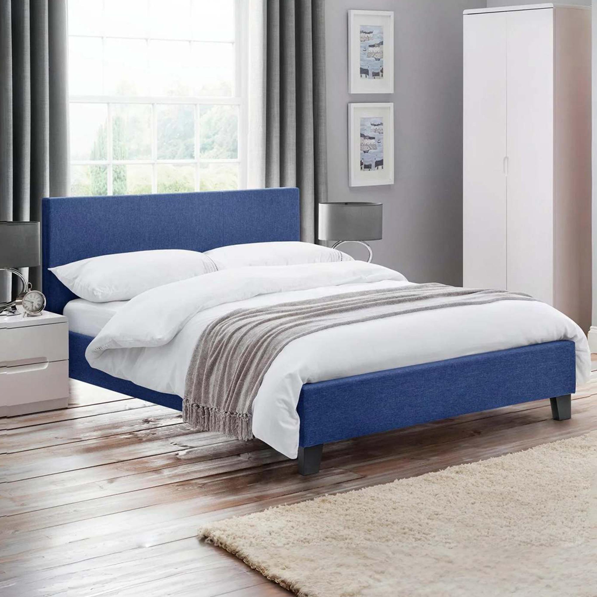 Rialto Bed - Blue - Fabric - Sizes Available
