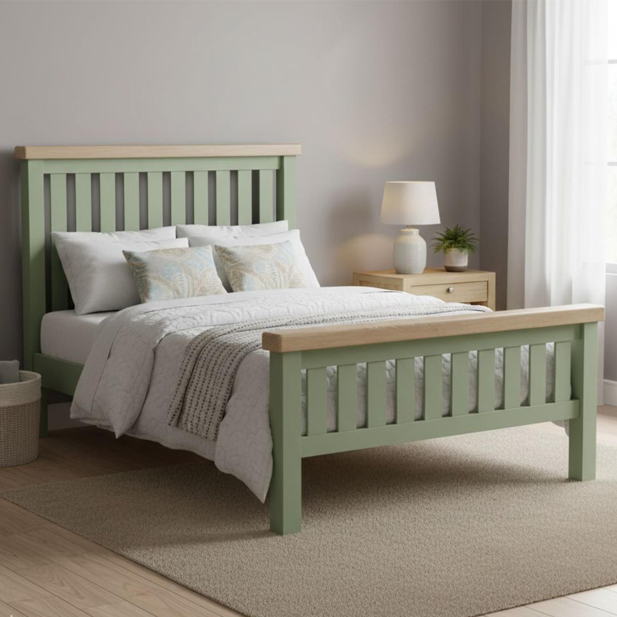 Salcombe - Slatted Bed - Sage Oak - 4ft 6in Double