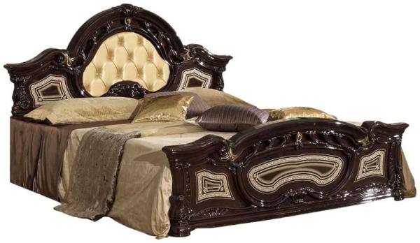 Sara Bed - 5ft King Size - Upholstered Headboard - Mahogany Italian