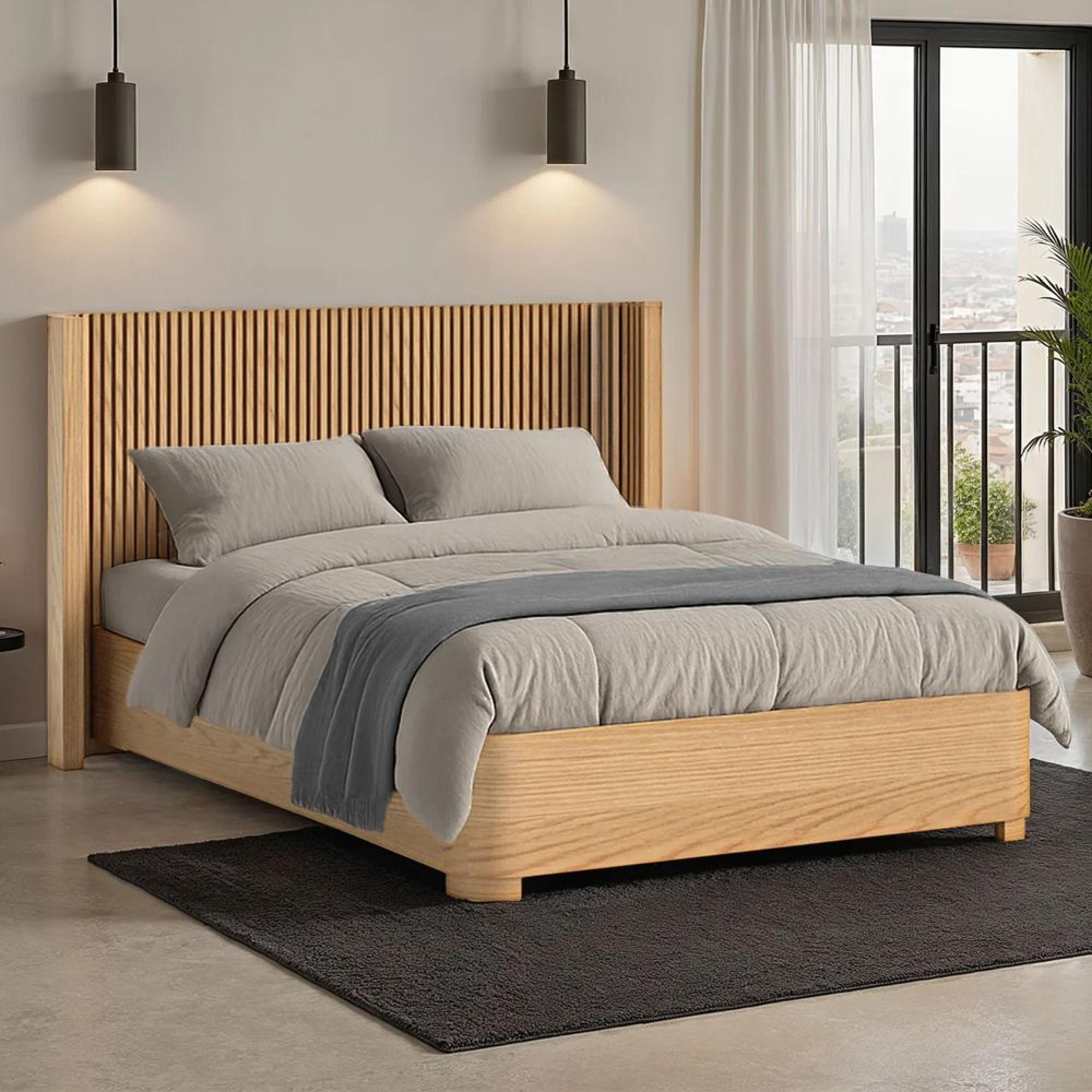 Soho Slatted Bed - 6ft Queen Size - Oak