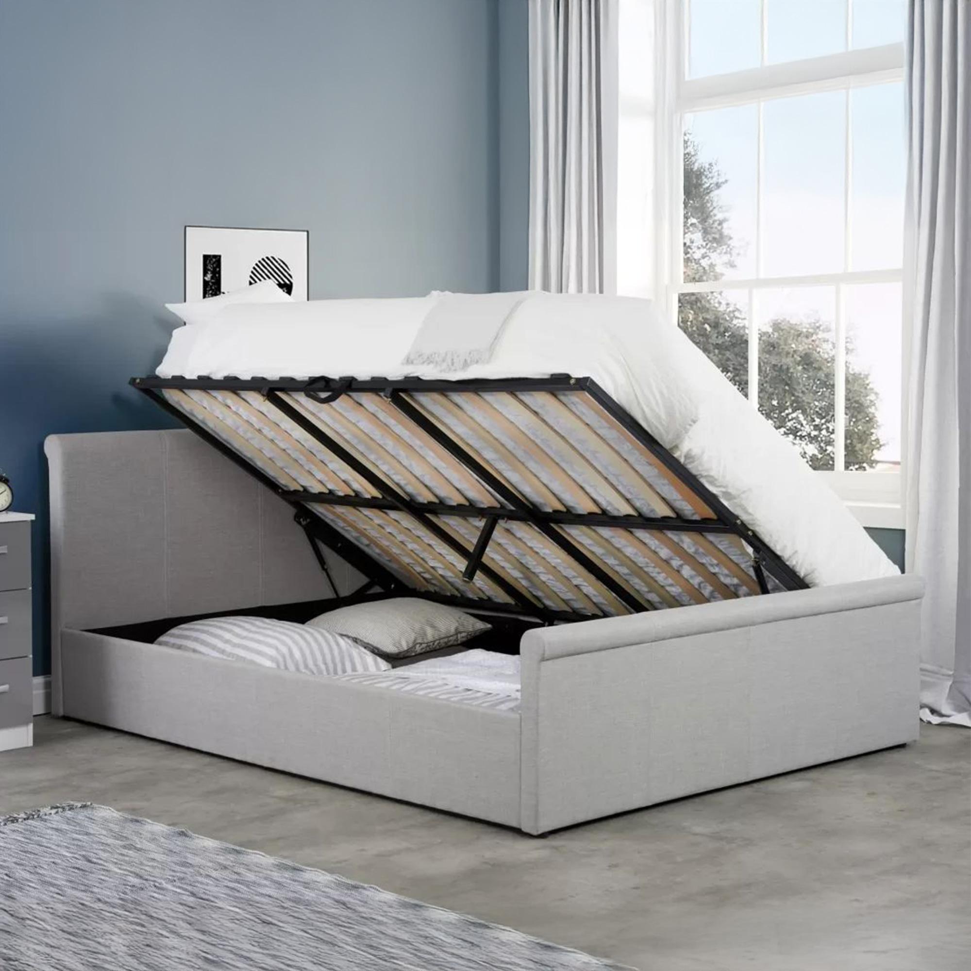 Stratus Ottoman Storage Bed - Grey Fabric - Sizes Available