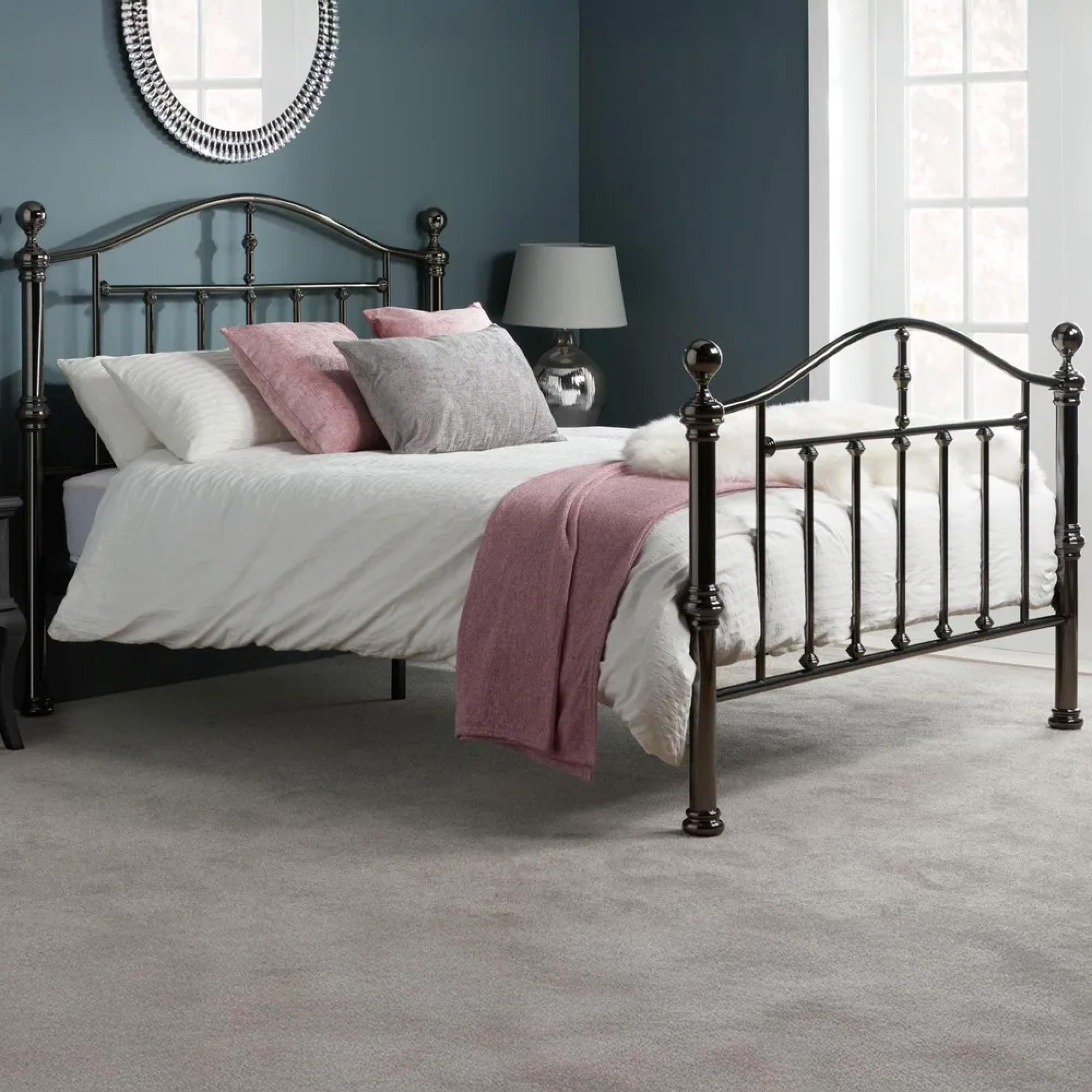 Victoria Bed Frame - Black Nickel Metal - Sizes Available