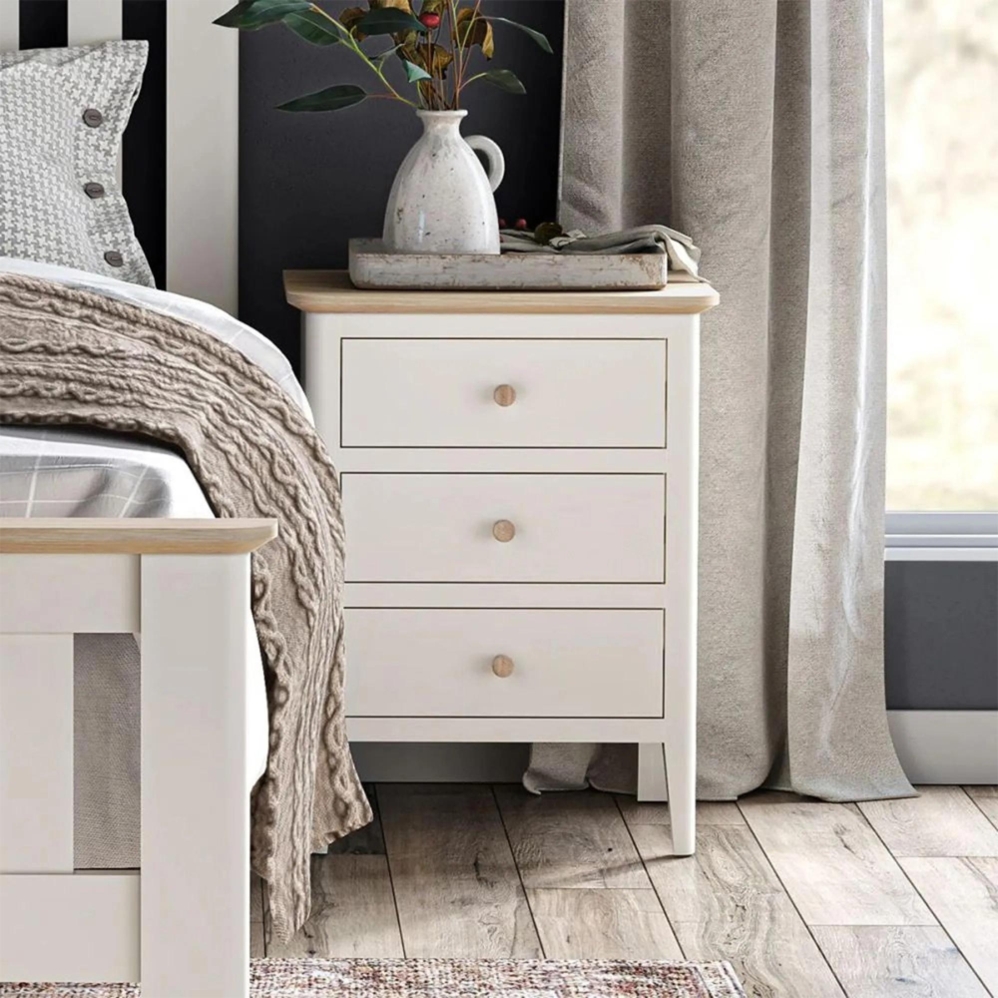 Marlow Bedside Cabinet - 3 Drawer - White
