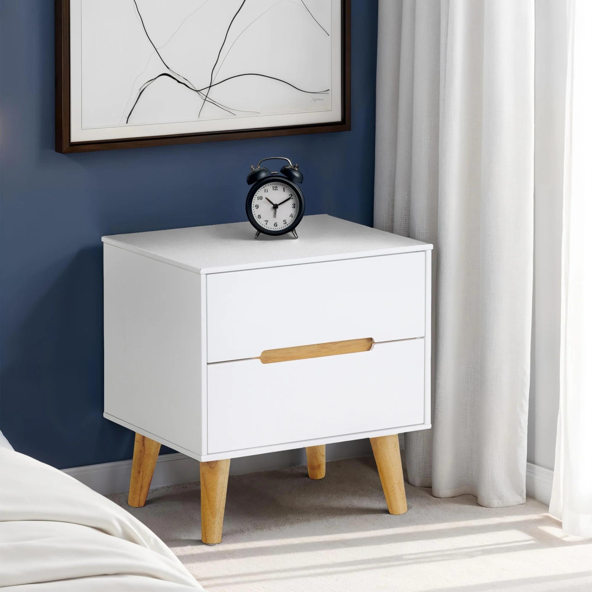 Alicia White Bedside Cabinet - 2 Drawer