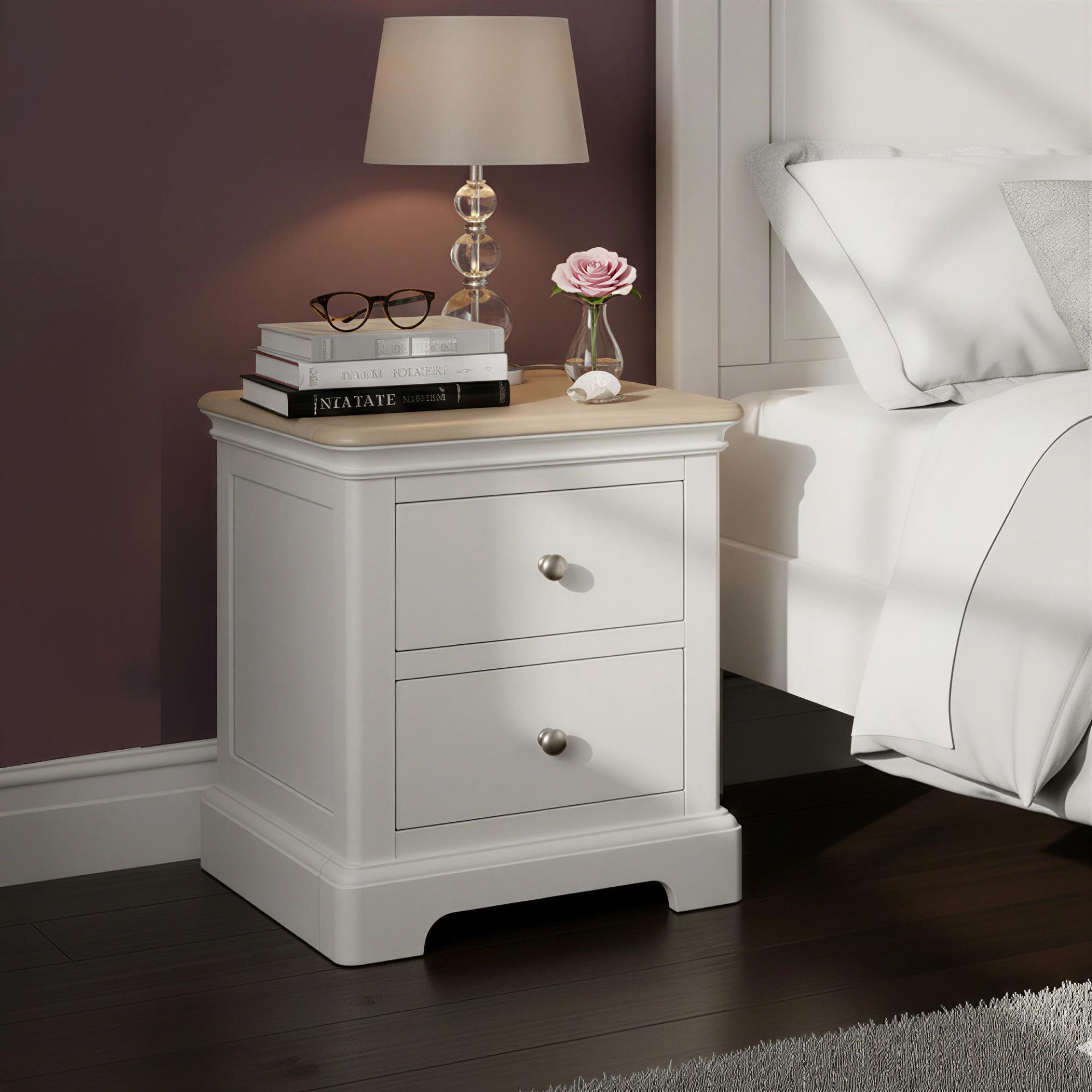 Cromwell Bedside Cabinet - 2 Drawer - Grey Painted