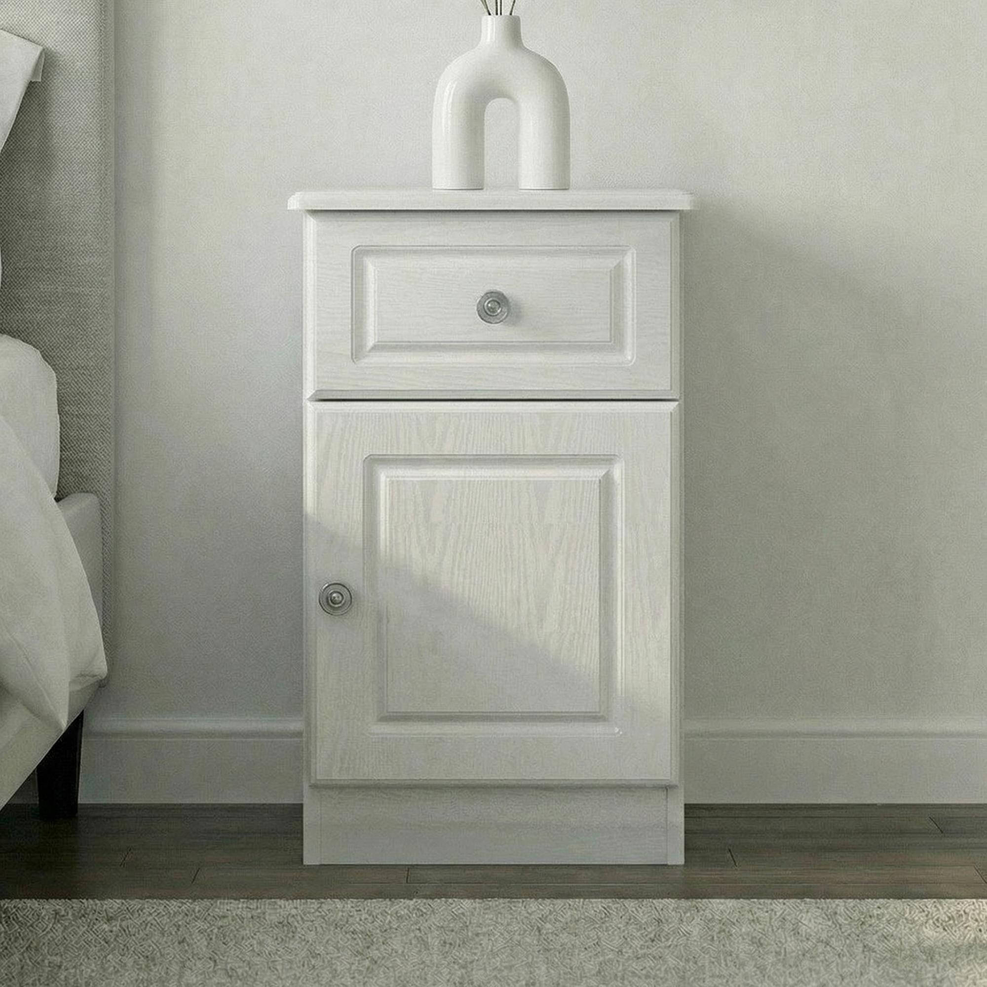 Pembroke Bedside Cabinet - 1 Door - 1 Drawer - RHF - White