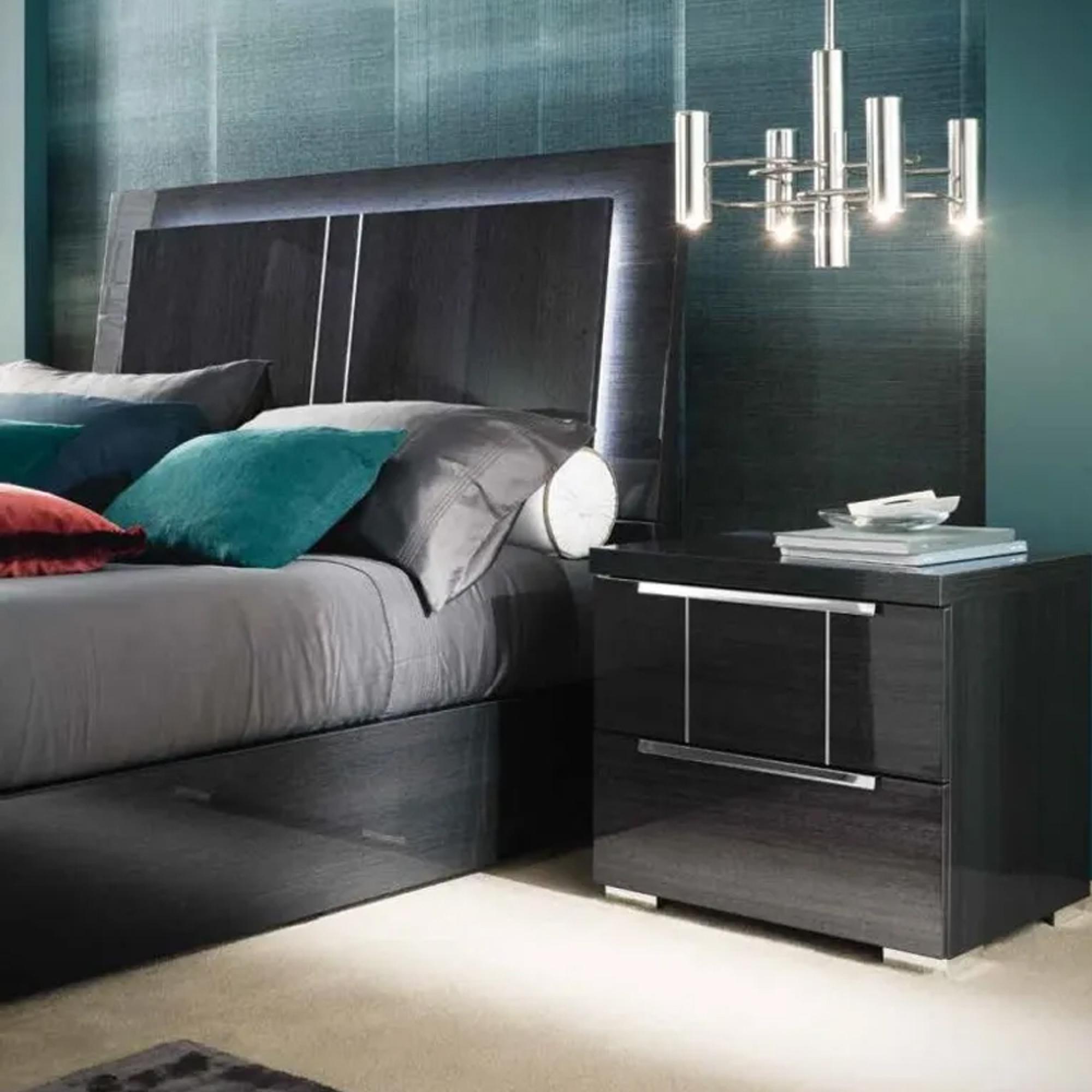 Clearance - Versilia Bedside Cabinet - 2 Drawer - Black - A488