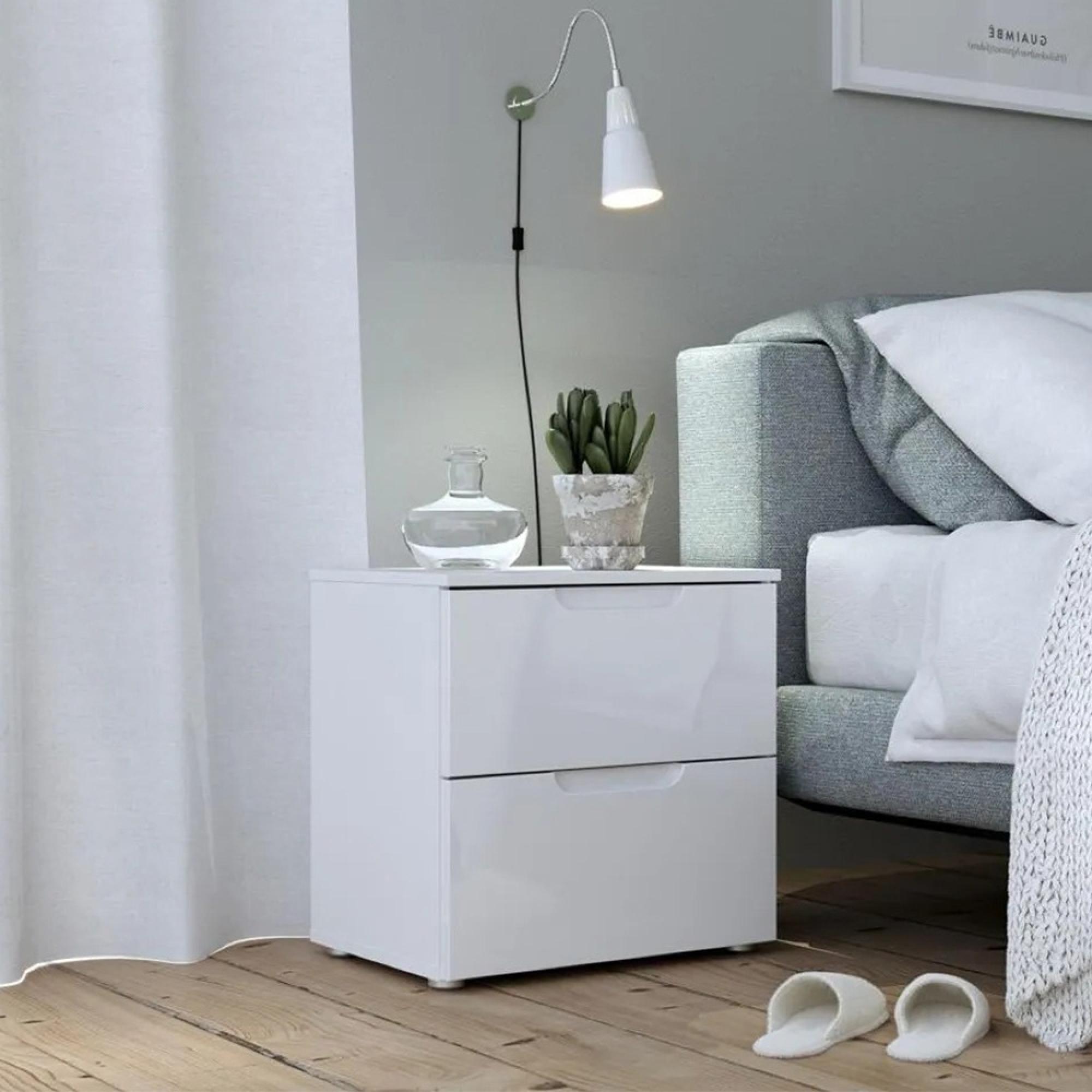 Sienna Bedside Cabinet - 2 Drawer - White Gloss