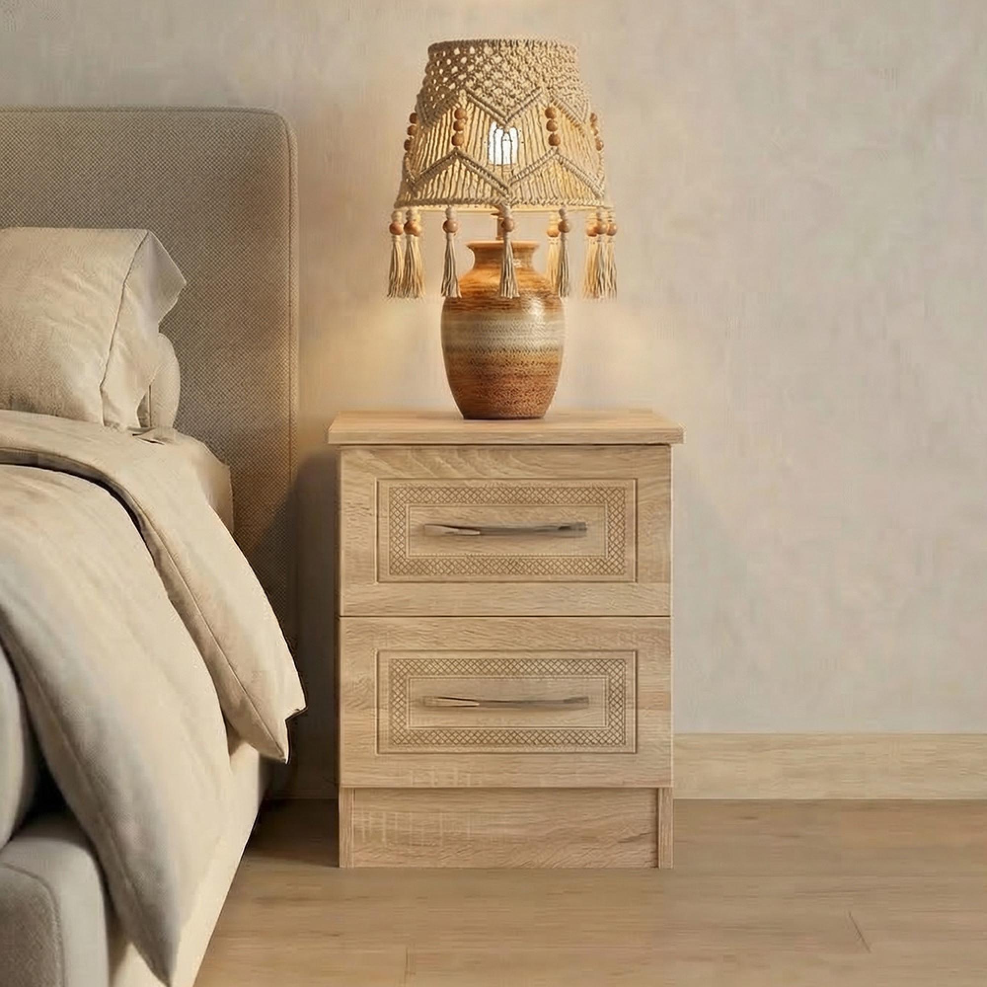 Dorset Bedside Cabinet - 2 Drawer - Oak