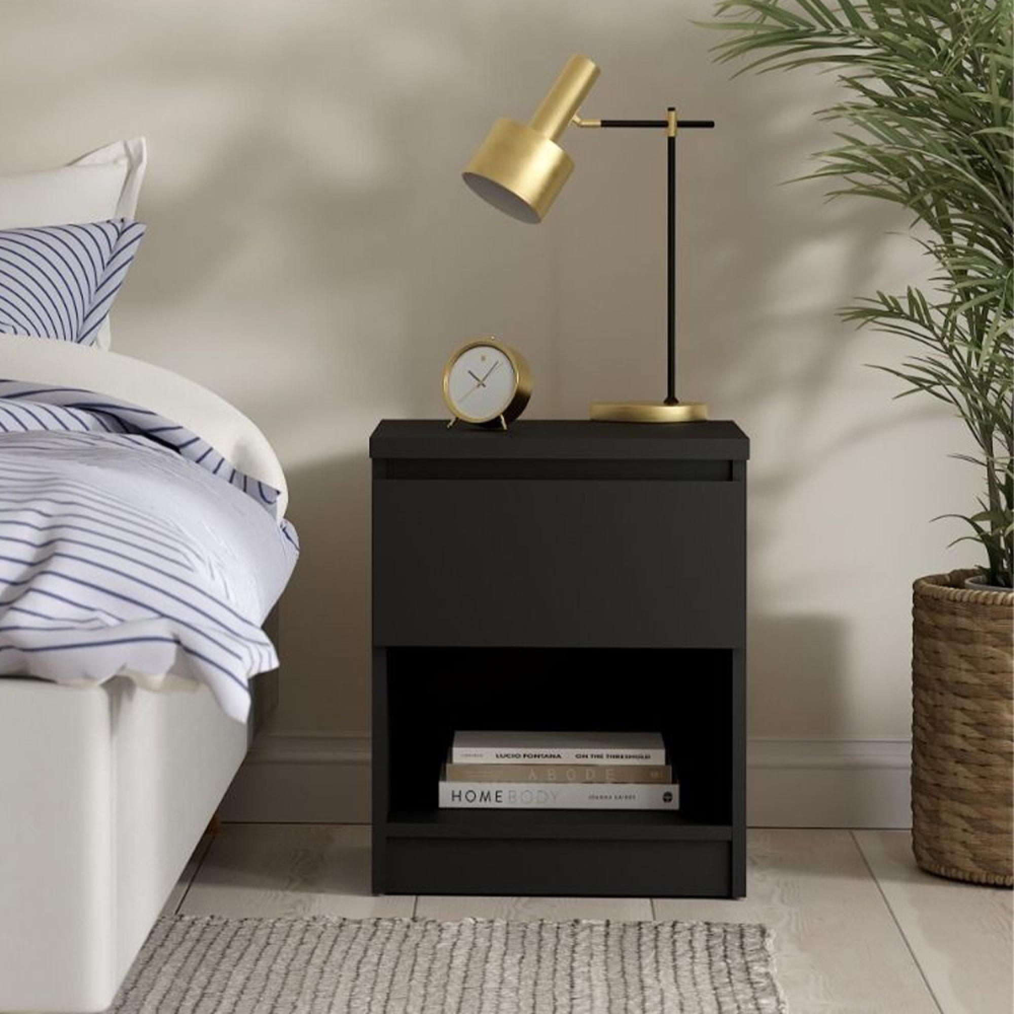 Naia Bedside Cabinet - 1 Drawer - Black