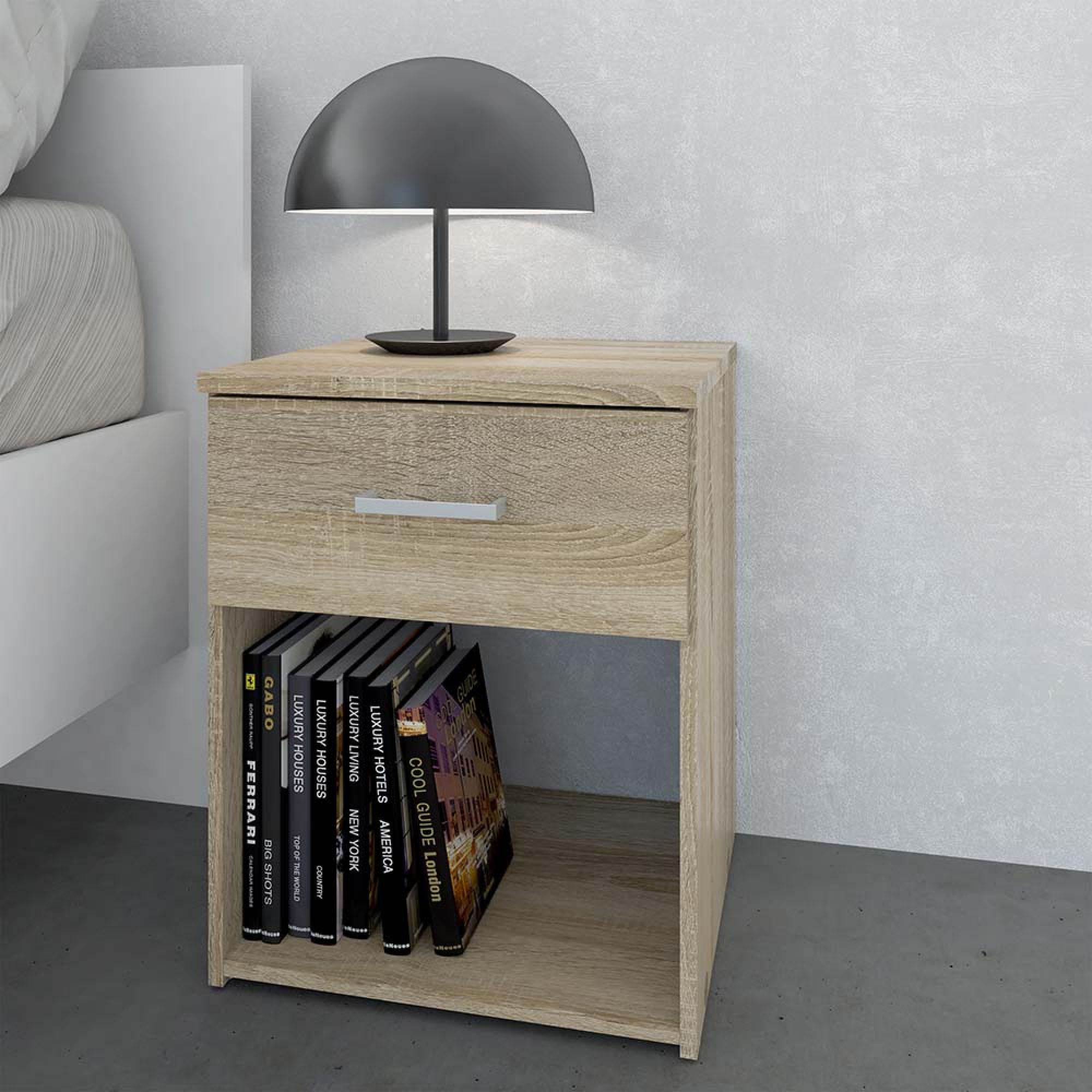 Space Bedside Cabinet - 1 Drawer - Oak