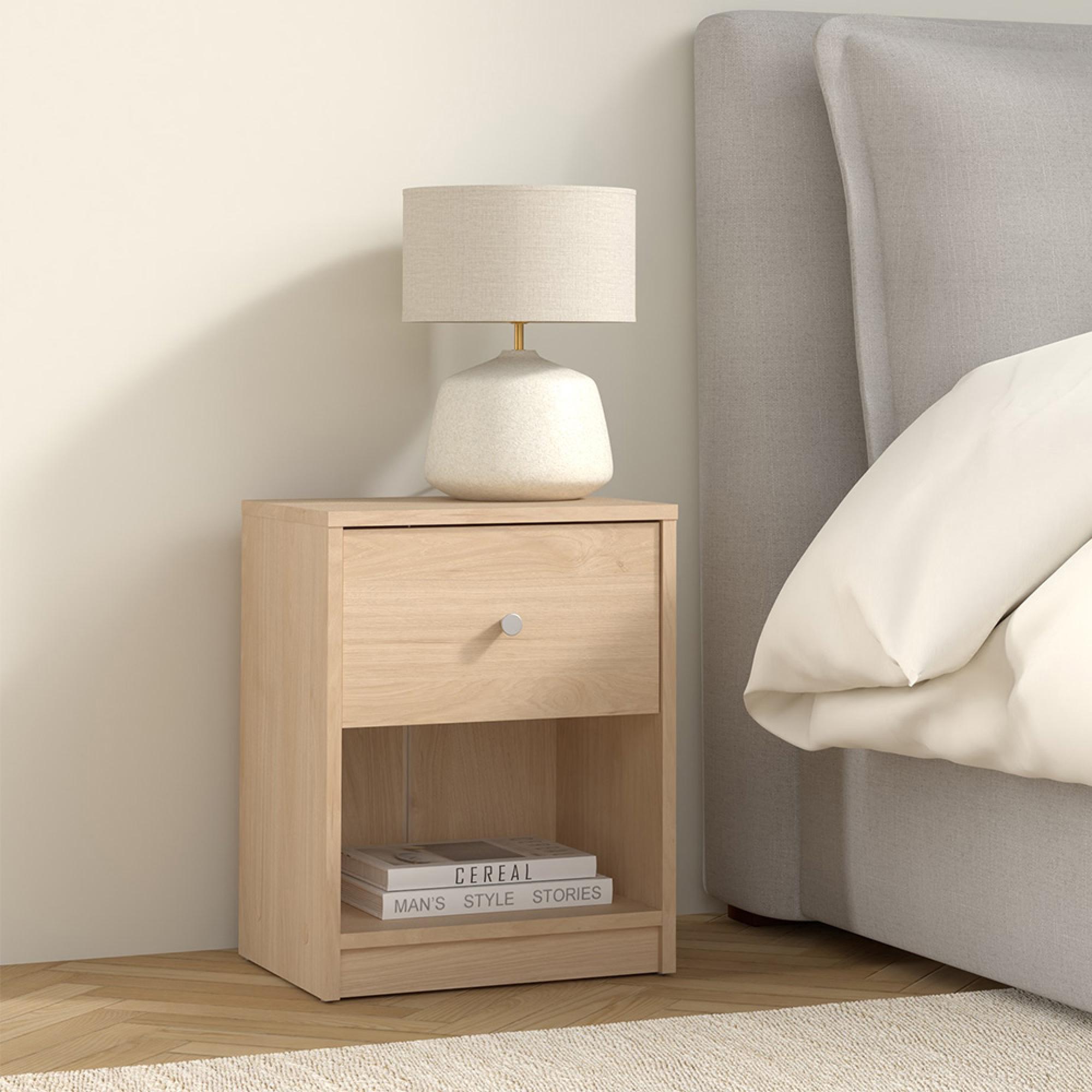 May Bedside Cabinet - 1 Drawer - Oak