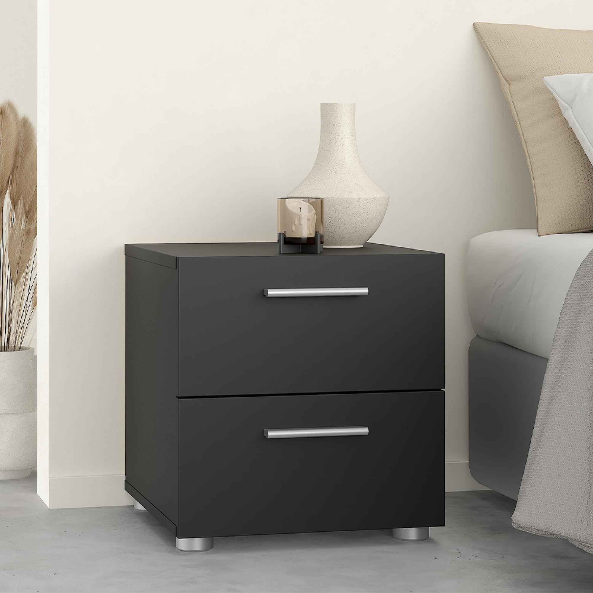 Pepe Bedside Cabinet - 2 Drawer - Black