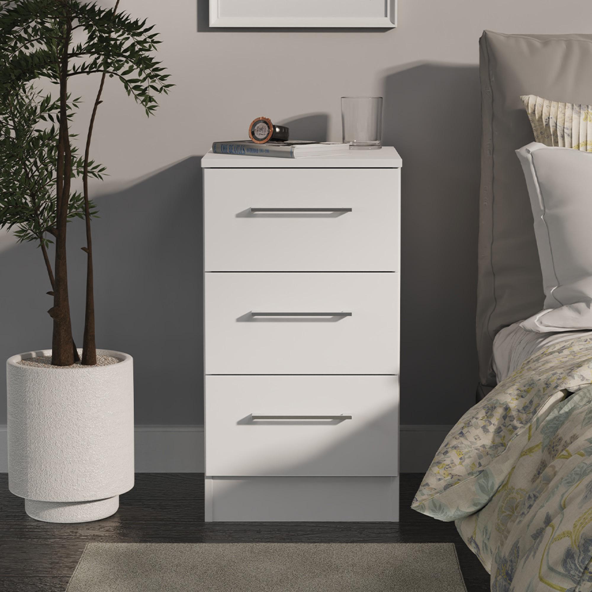 Worcester Bedside Cabinet - 3 Drawer - White