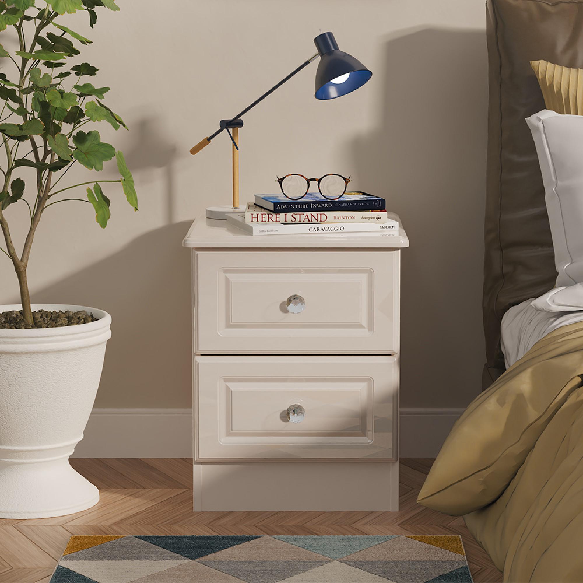 Balmoral Bedside Cabinet - 2 Drawer - Cashmere