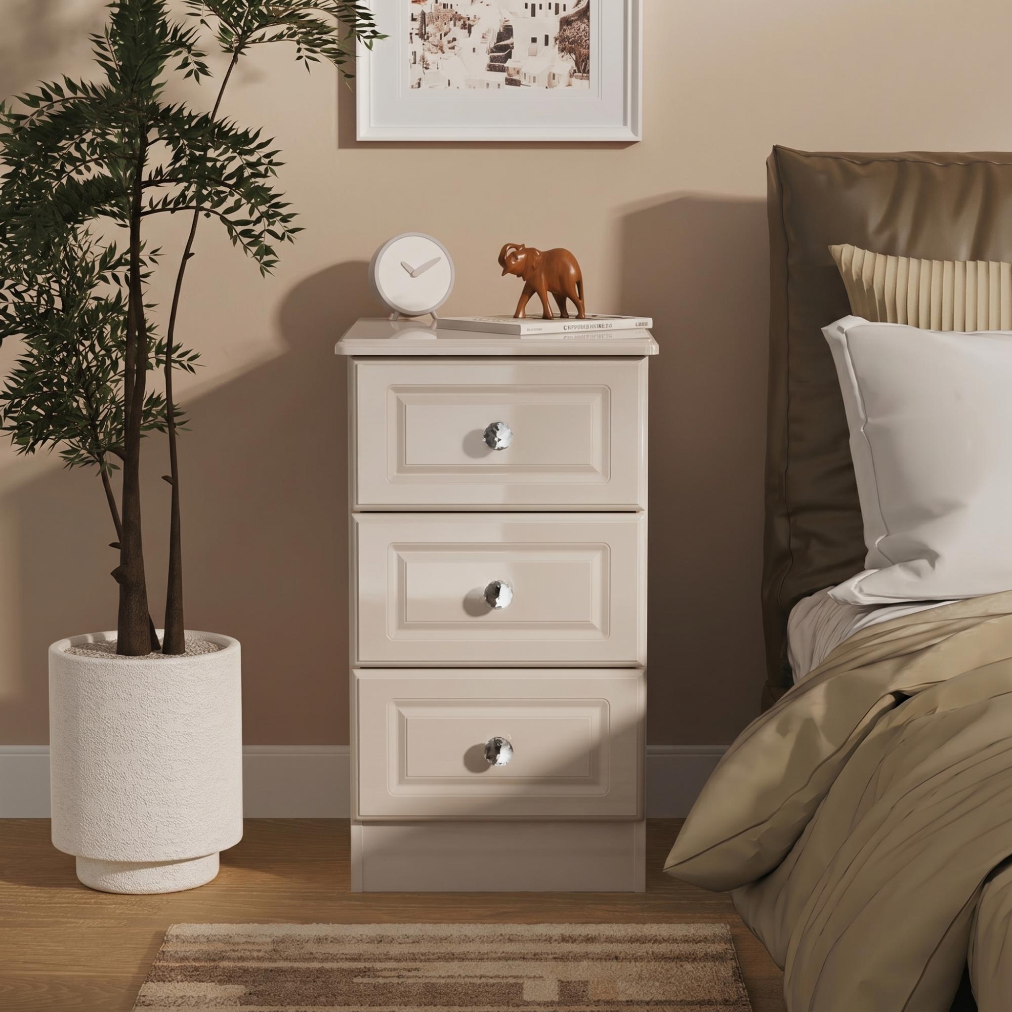 Balmoral Bedside Cabinet - 3 Drawer - Cashmere