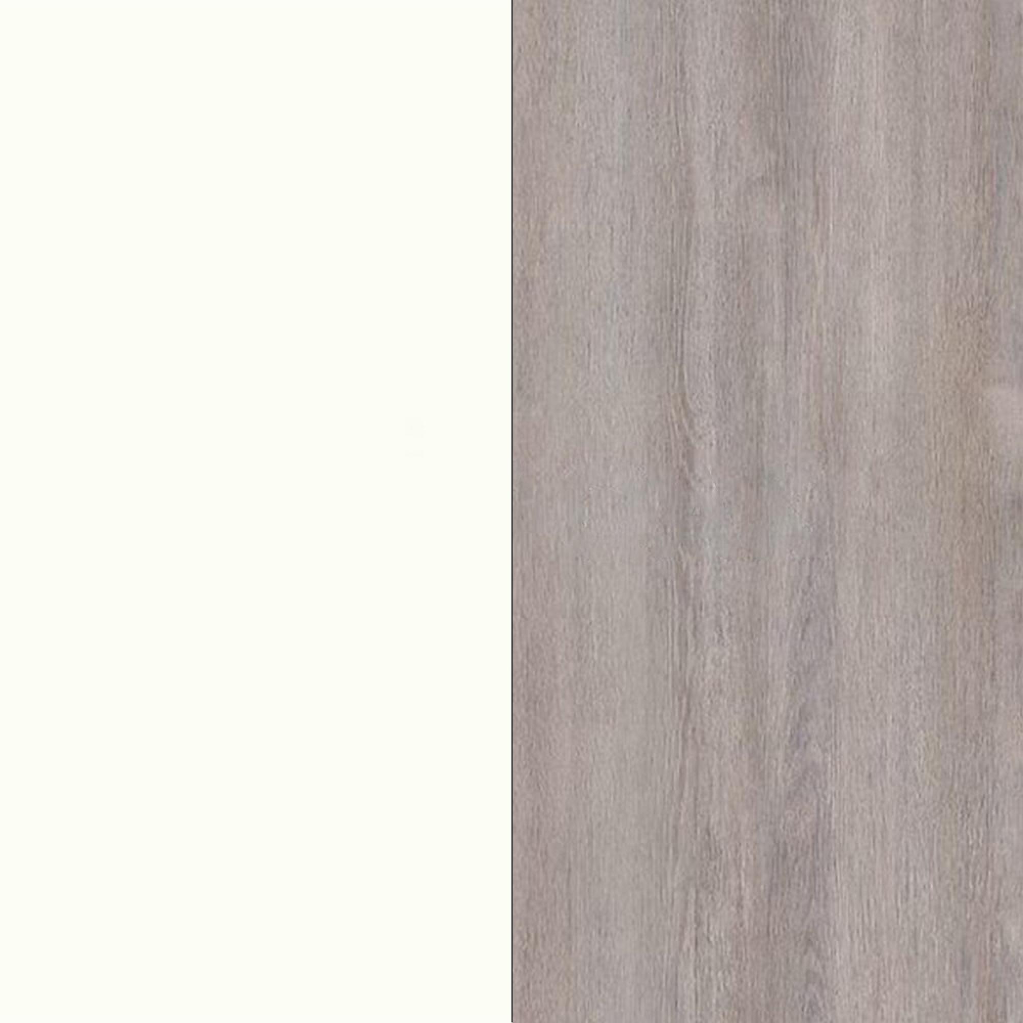 White Matt Front and Grey Oak Base