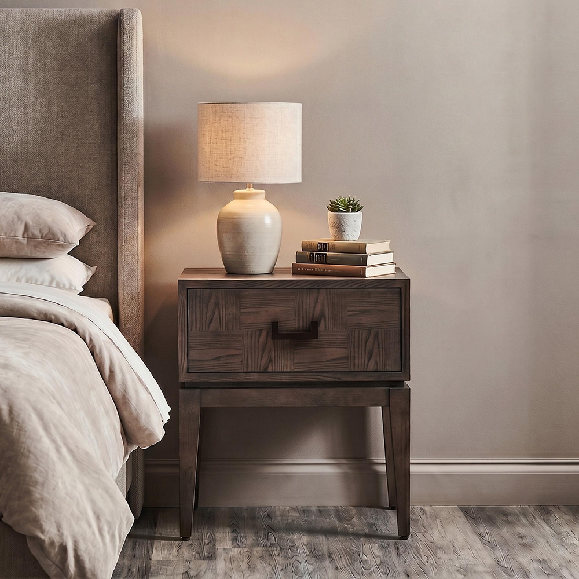 Dimaro Bedside Table - 1 Drawer - Elm Wood