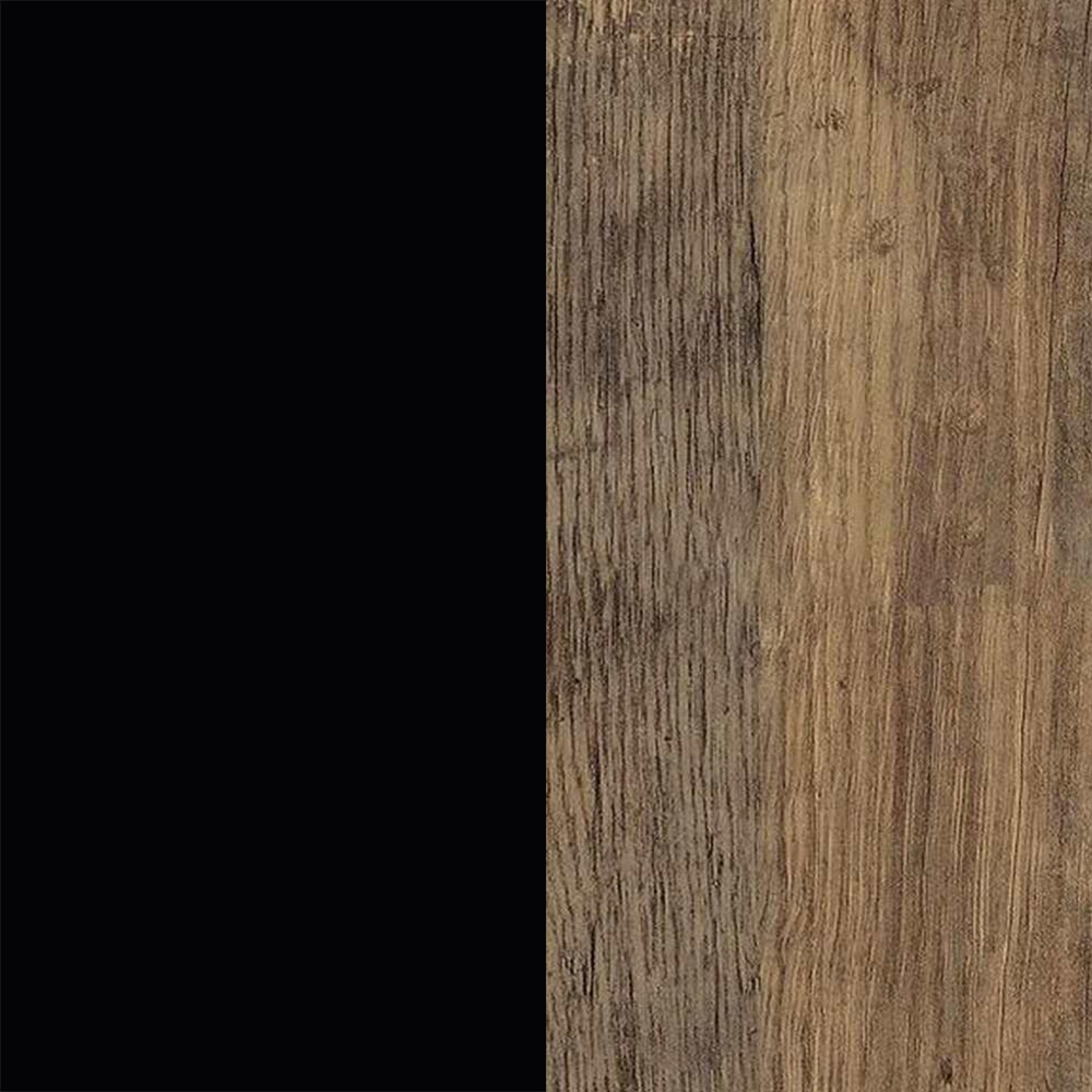 Deep Black Front and Vintage Oak Base