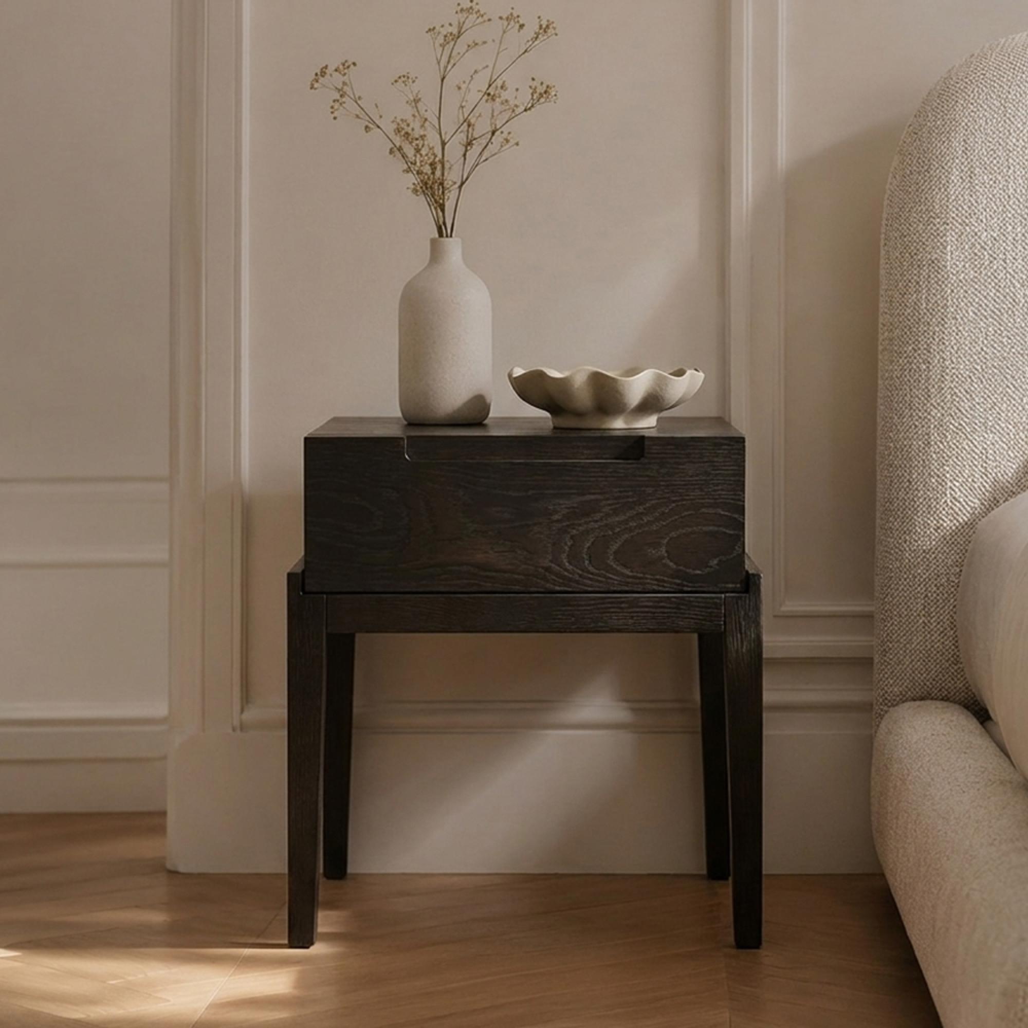 Orchid Bedside Table - 1 Drawer - Wenge Black - Wood