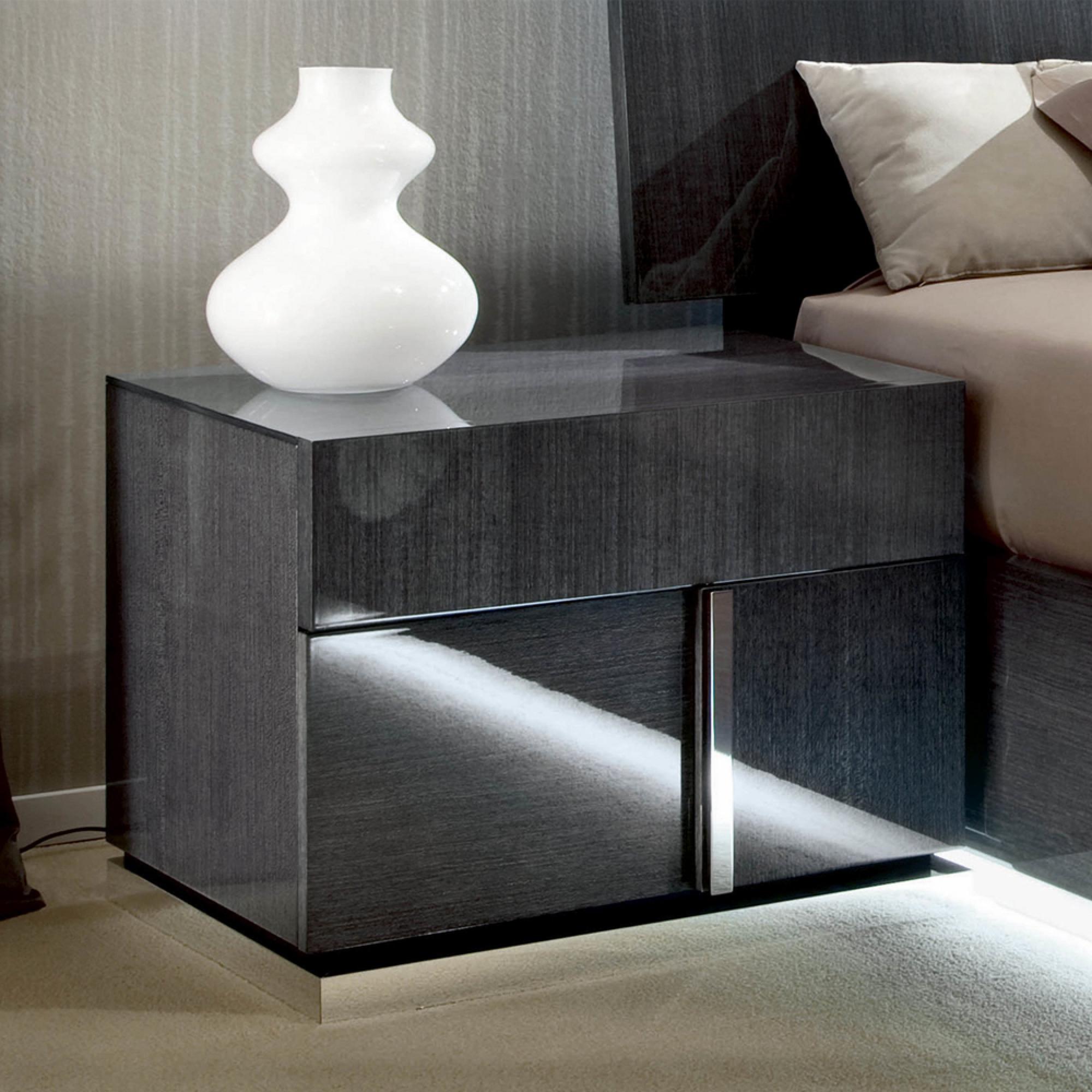 Montecarlo Bedside Cabinet - 2 Drawer - Left - Grey Koto High Gloss