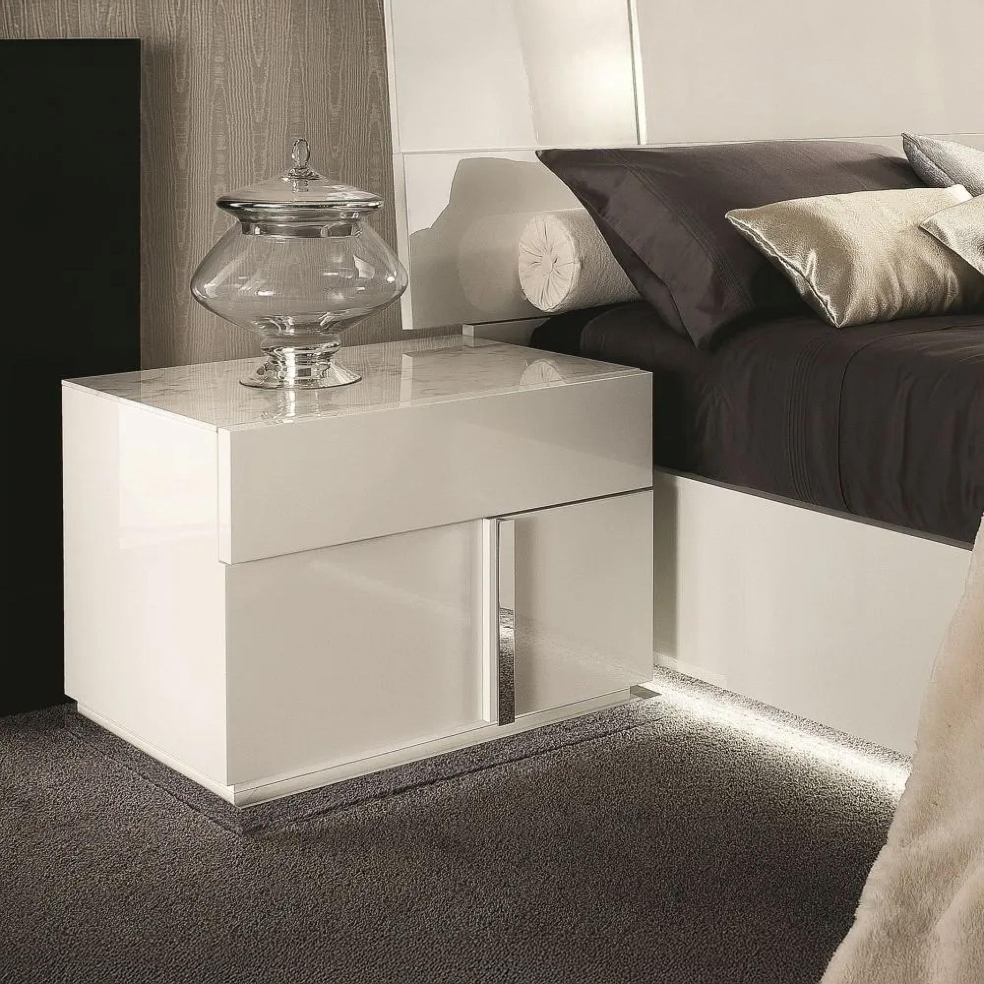 Canova Bedside Cabinet - LHF - White Gloss