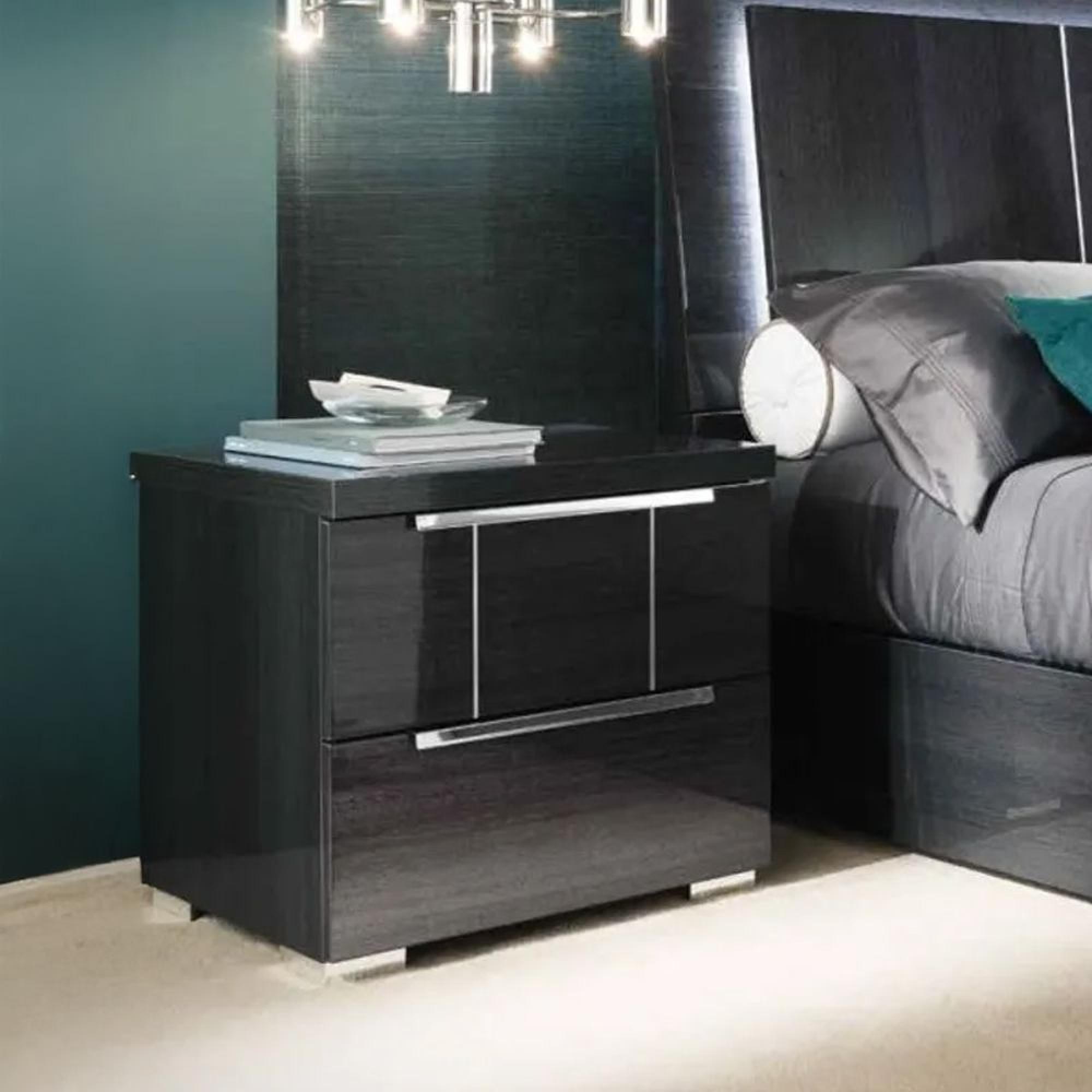 Versilia Bedside Cabinet - 2 Drawer - Black
