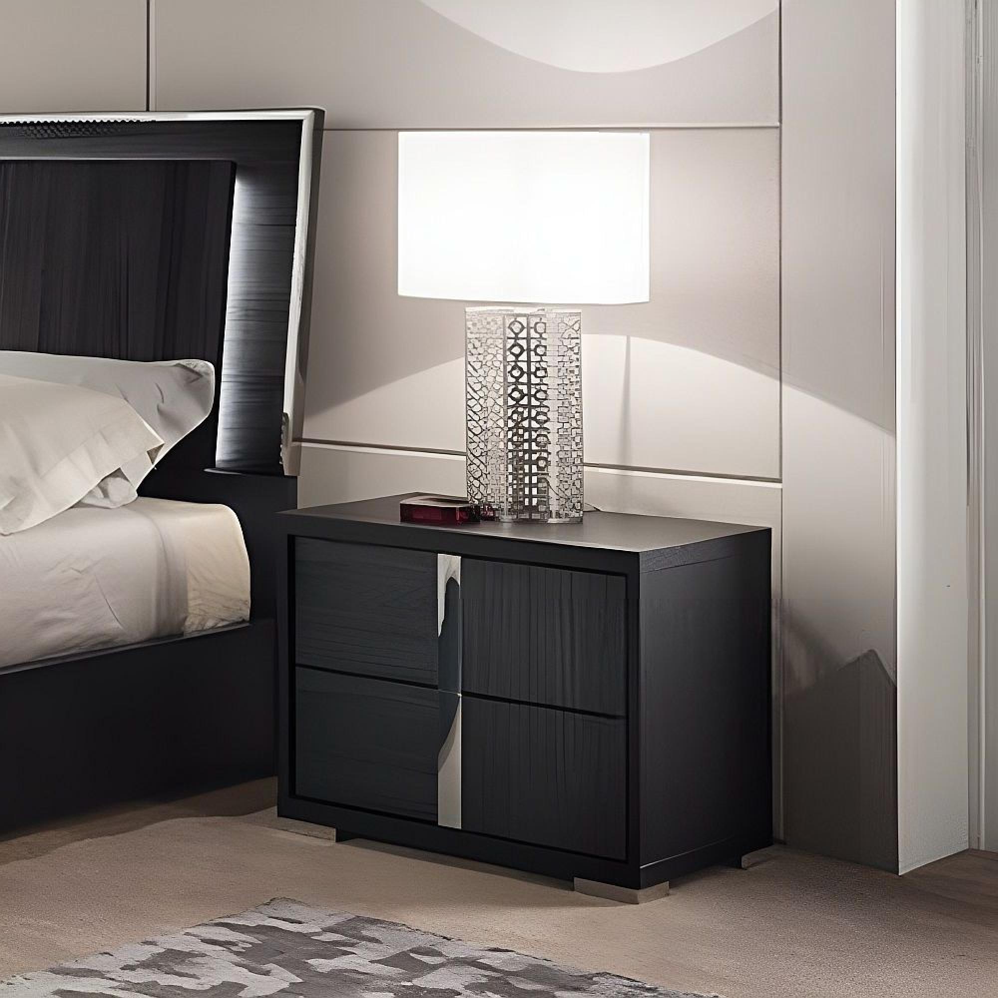 Etna Bedside Cabinet - 2 Drawer - Right - Black Pine Eco Veneer