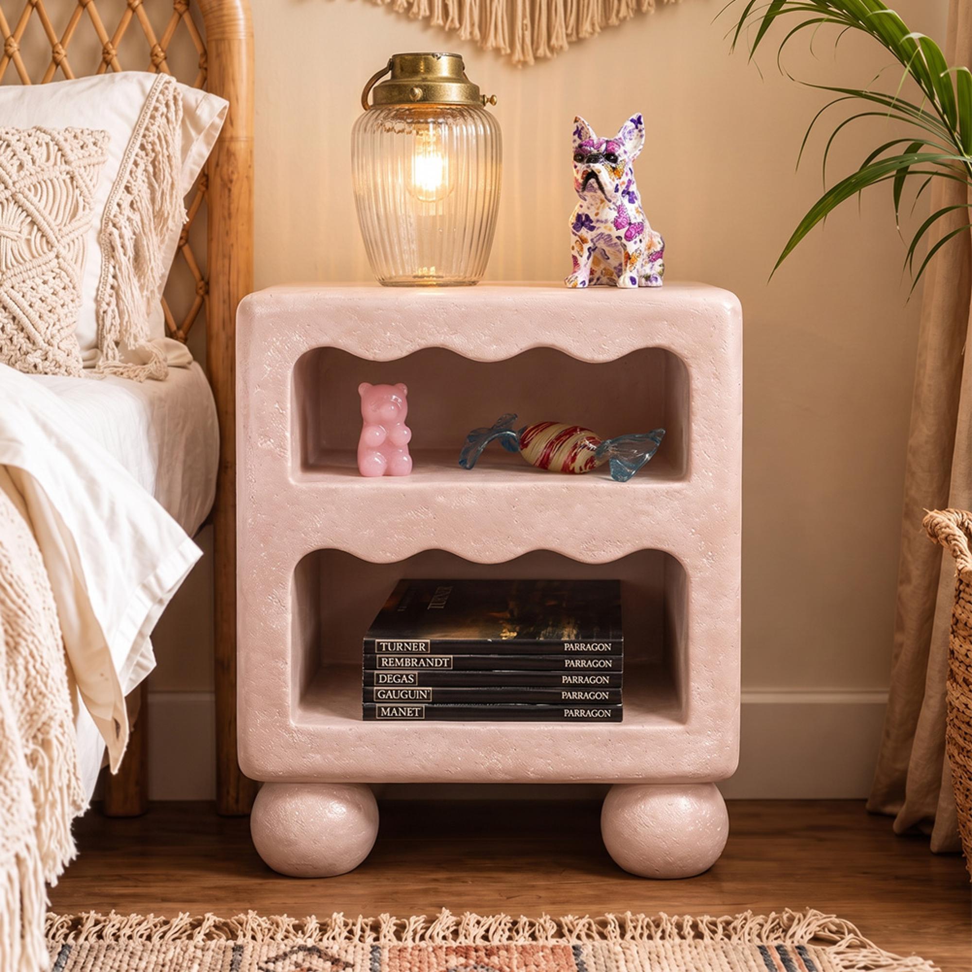 Bedside Table - Resin Light Pink