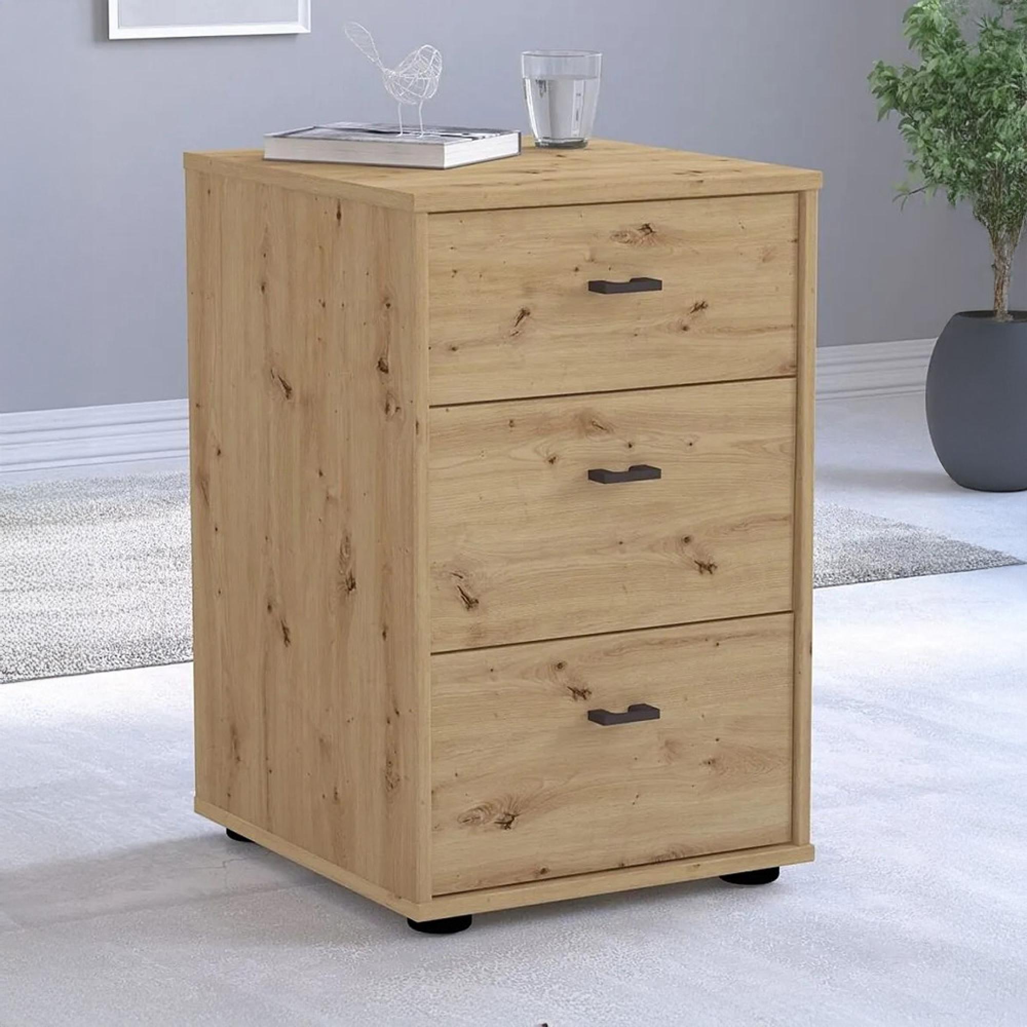 Rialto Bianco Oak 3 Drawer Bedside Cabinet