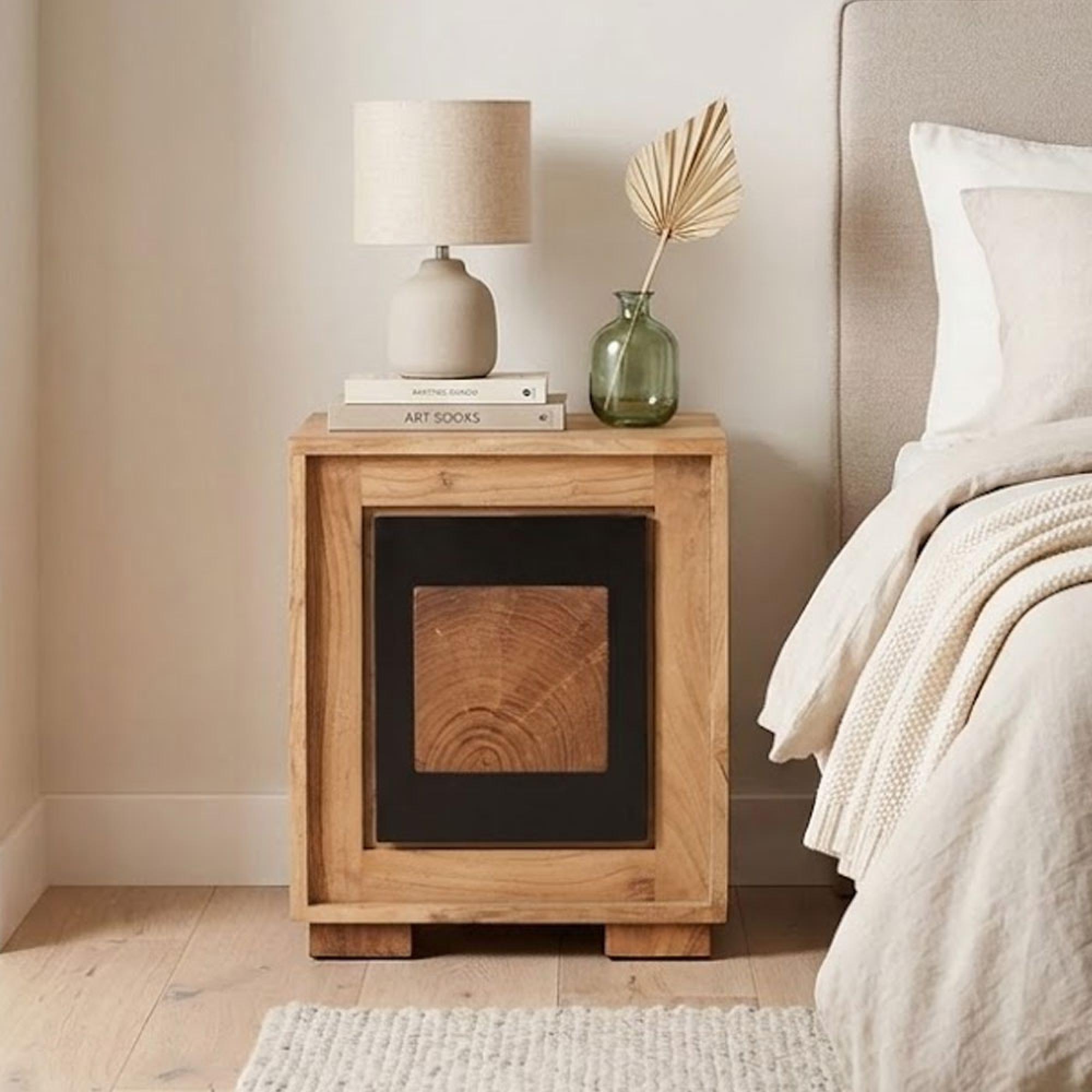 Core Natural Mango Wood 1 Door Bedside Cabinet