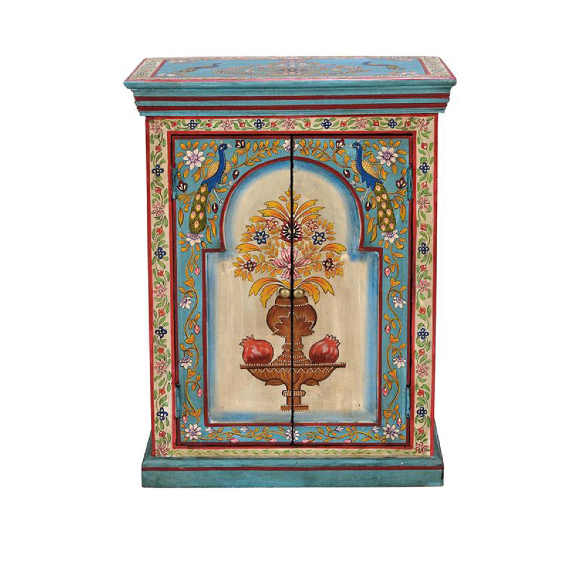 Abali Bedside Cabinet - Mango Wood - Painted - 2 Door