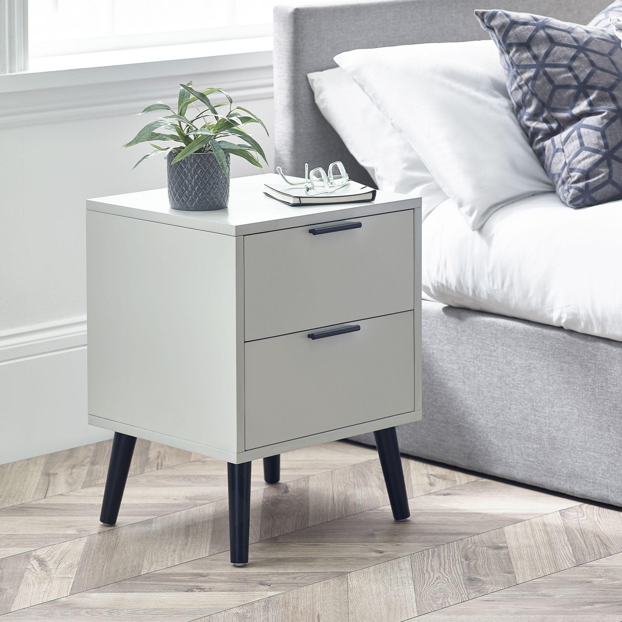 Alba Grey Bedside Cabinet - 2 Drawer
