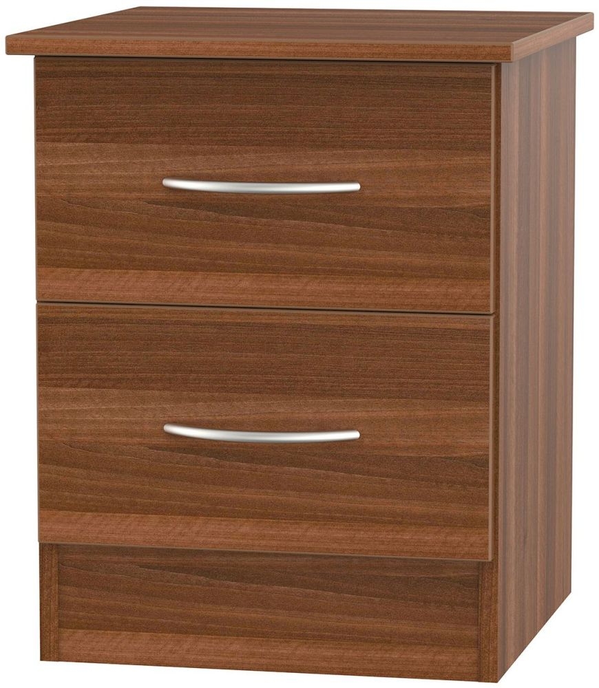 Avon Bedside Cabinet - 2 Drawer - Walnut